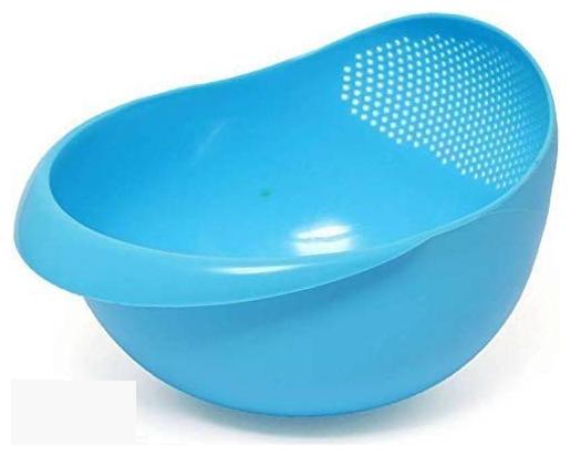 

Teneza Rice Vegetable and Fruit Strainer Bowl Plastic Wash Rice Pasta Chowmein Drainer Colander Strainer (1Pc) Blue Color