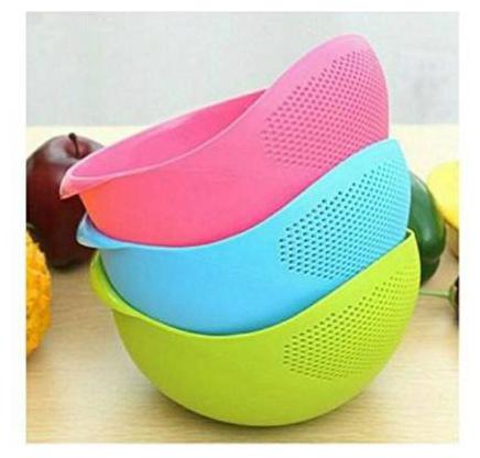 

Teneza Rice Fruits Vegetable Noodles Pasta - Washing Bowl Strainer Good Quality Perfect Size for Storing and Straining Set Of 3