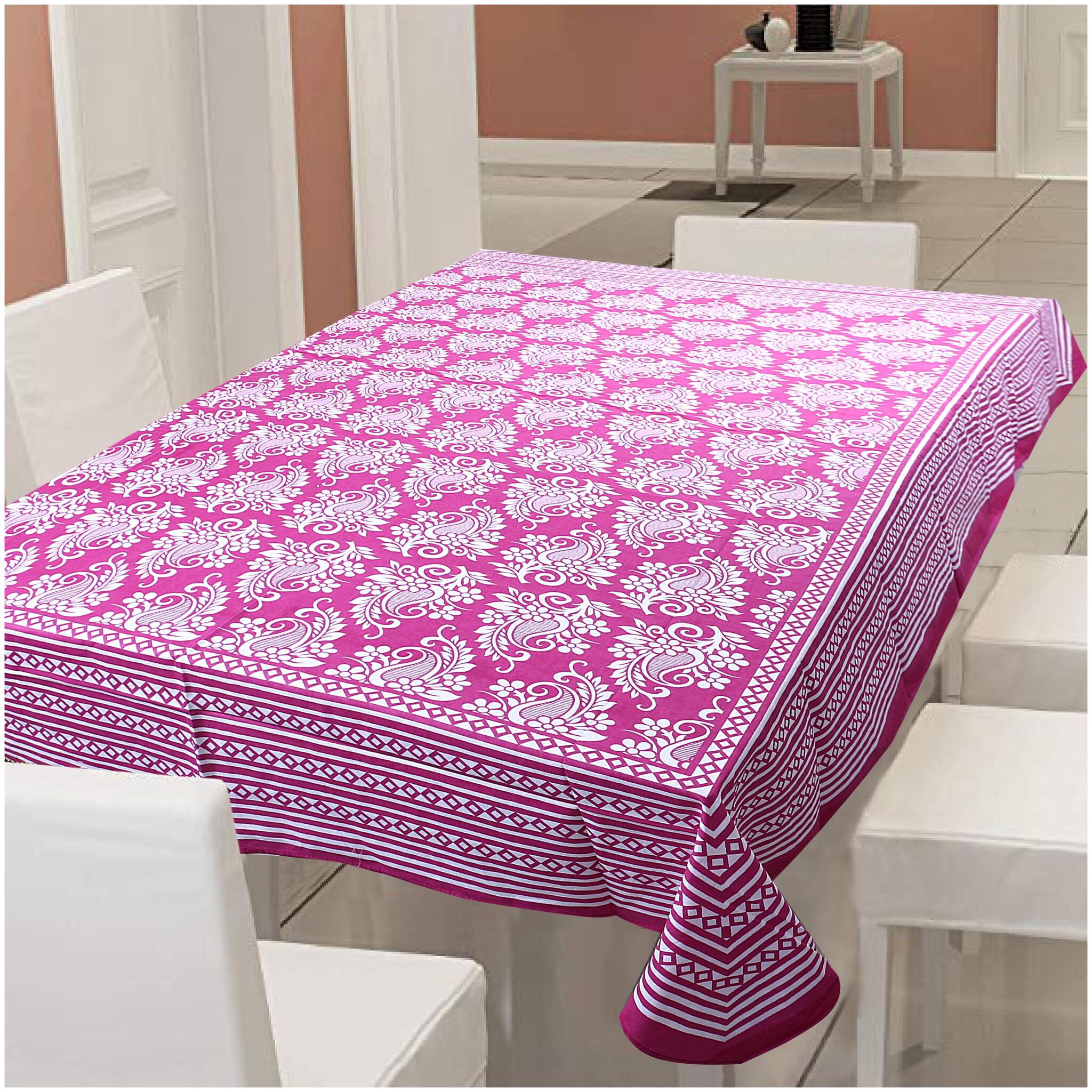 

Texstylers 100 Cotton Jaipuri Print 6 To 8 Seater Table Cloth Cover Pack Of 1
