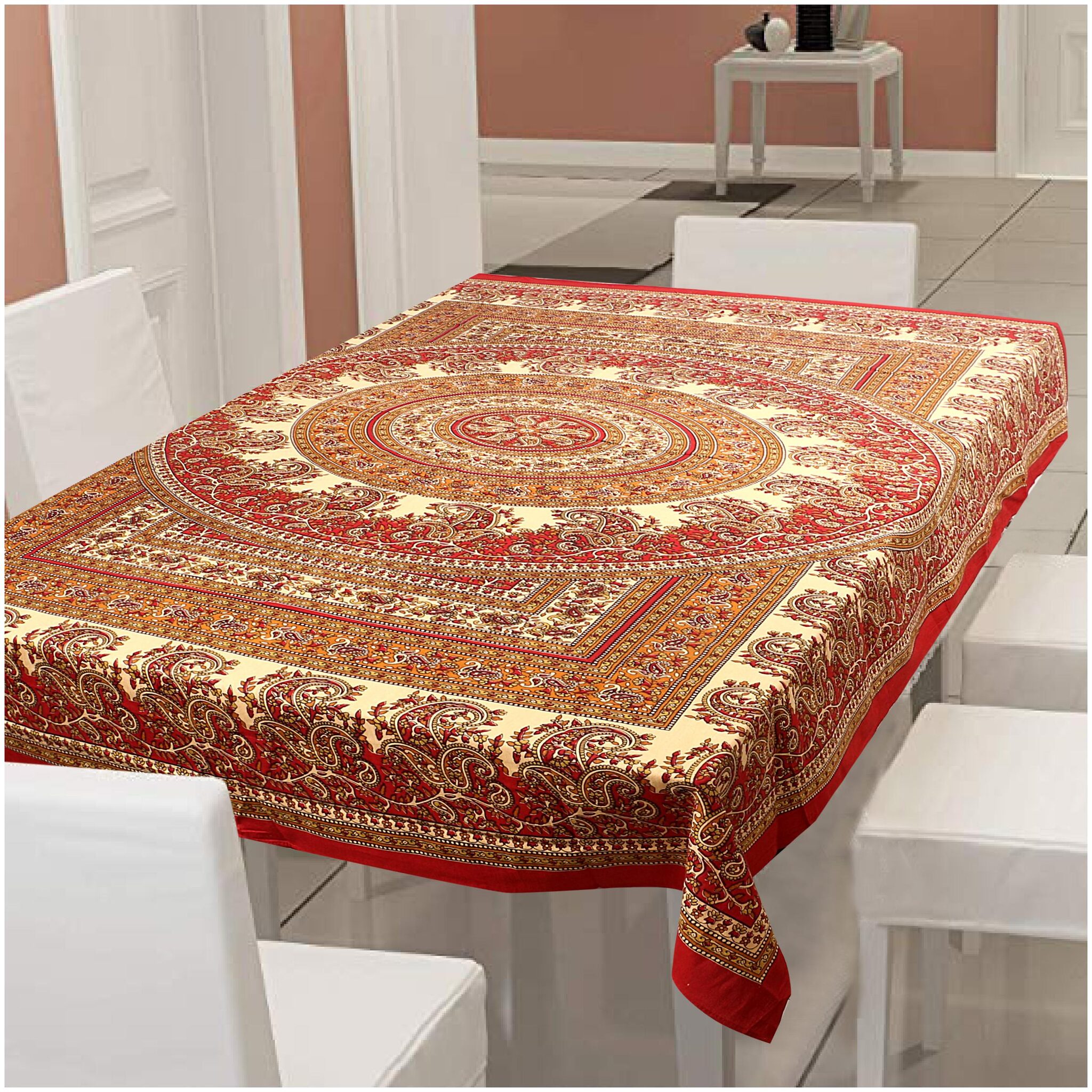 

Texstylers 100 Cotton 144 TC Table Cloth Cover -Pack of 1