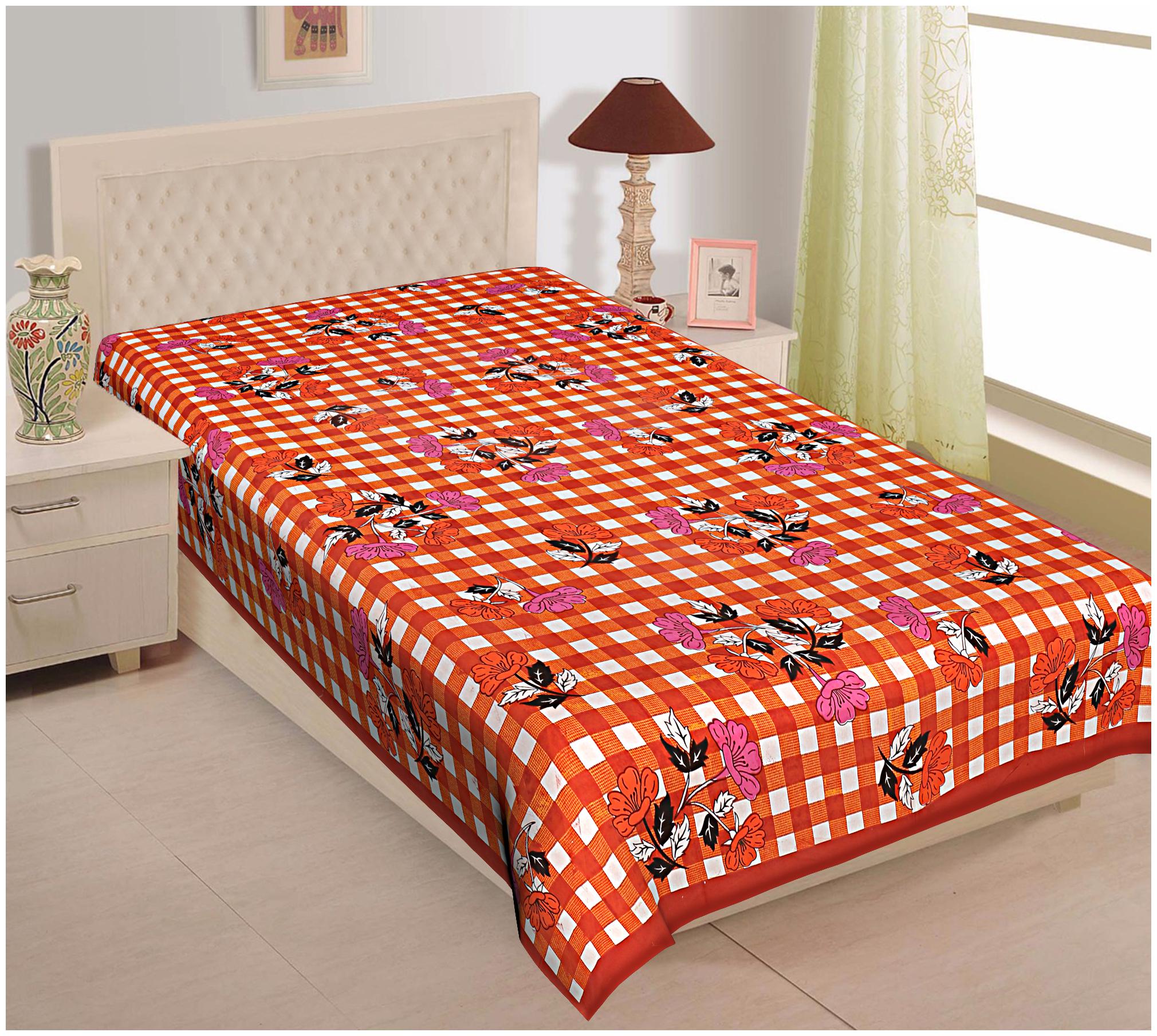 

TEXSTYLERS Cotton Floral Single Size Bedsheet 144 TC ( 1 Bedsheet Without Pillow Covers Multi )