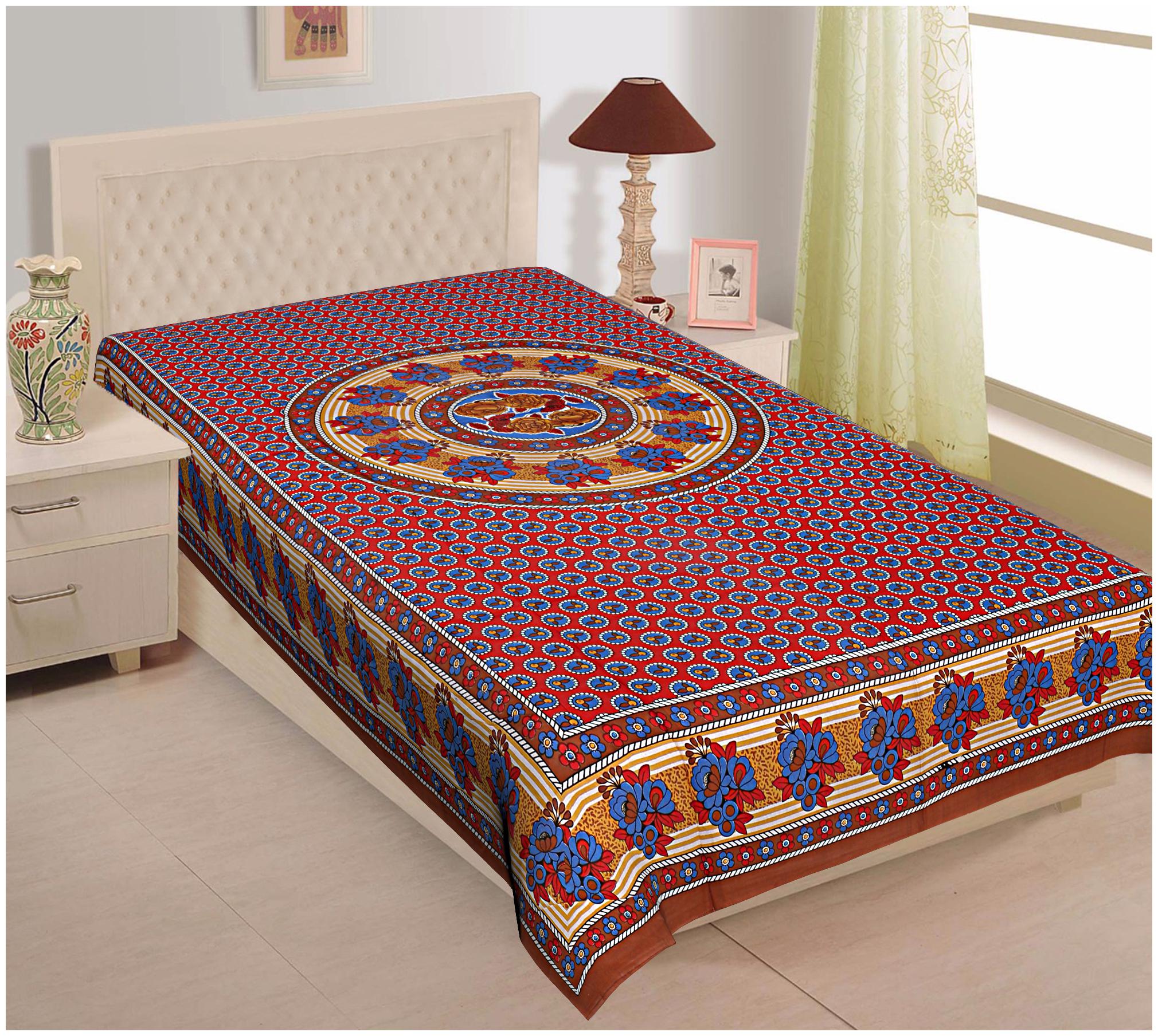 

TEXSTYLERS Cotton Floral Single Size Bedsheet 144 TC ( 1 Bedsheet Without Pillow Covers Multi )