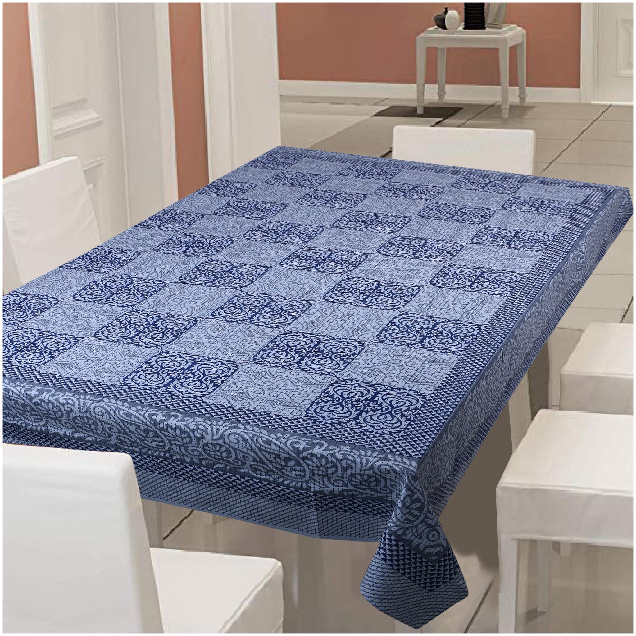 

Texstylers 100 Cotton 250 TC Printed 6 Seater Table Cloth Cover