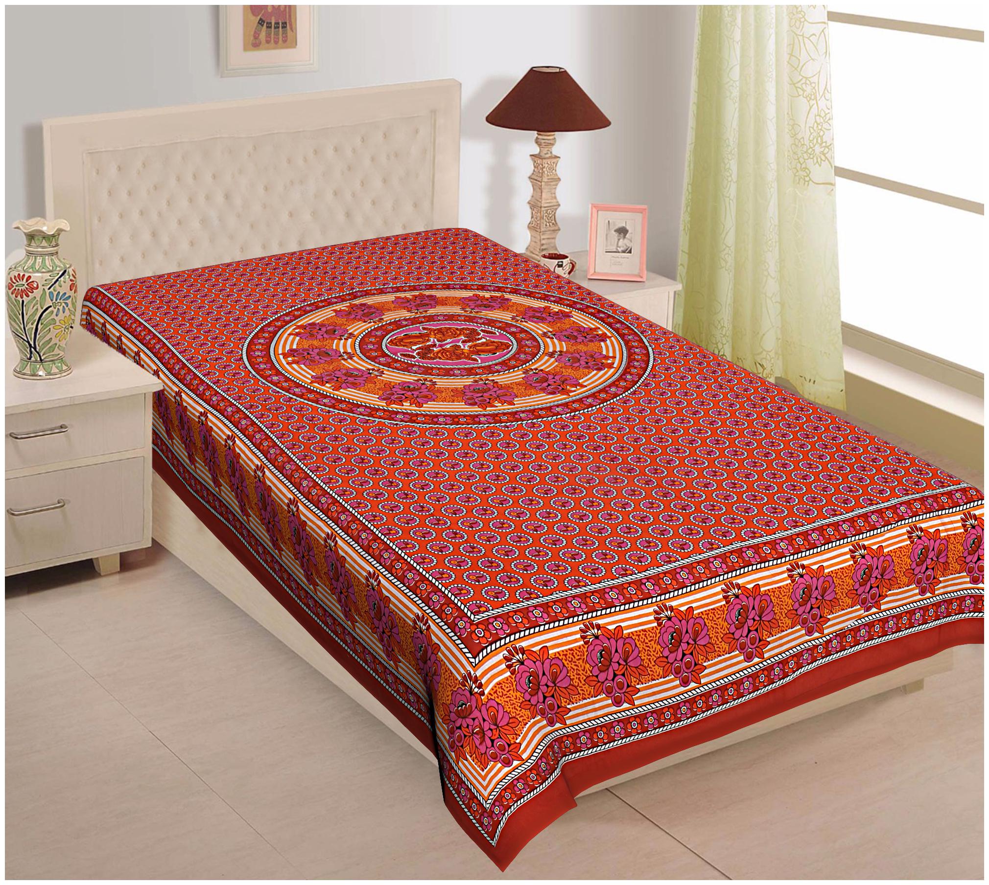 

TEXSTYLERS Cotton Floral Single Size Bedsheet 144 TC ( 1 Bedsheet Without Pillow Covers Multi )