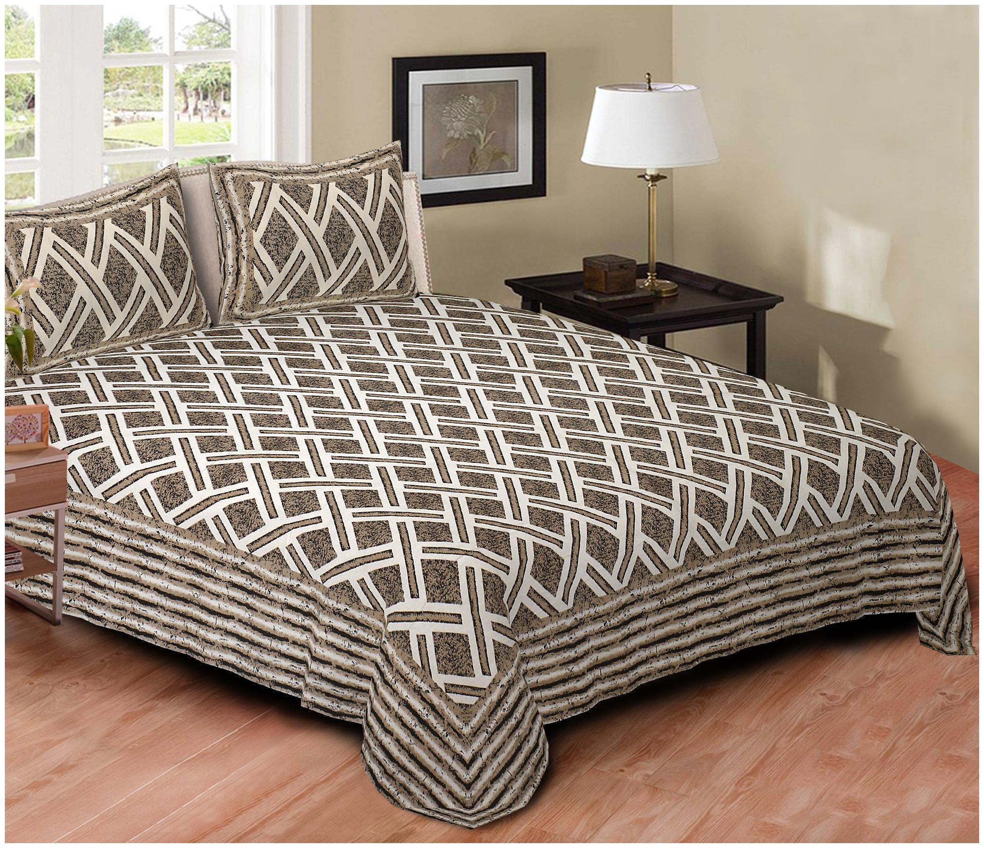 

TEXSTYLERS Cotton Abstract King Size Bedsheet 220 TC ( 1 Bedsheet With 2 Pillow Covers Multi )