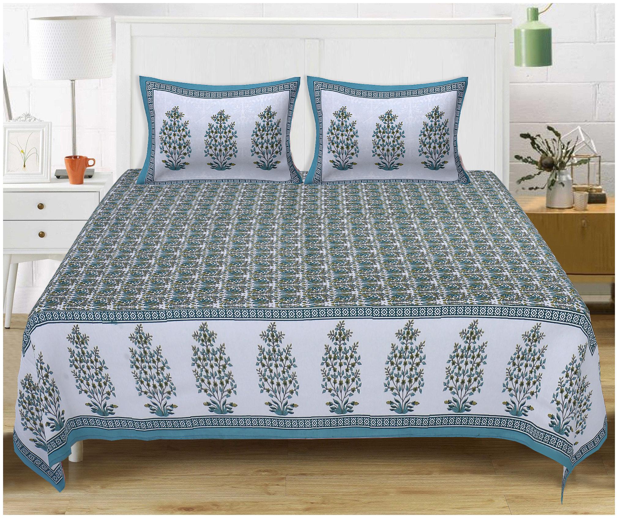 

TEXSTYLERS Cotton Printed King Size Bedsheet 220 TC ( 1 Bedsheet With 2 Pillow Covers Multi )