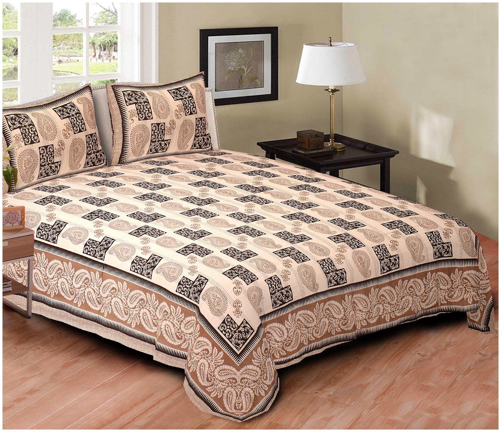 

TEXSTYLERS Cotton Abstract King Size Bedsheet 220 TC ( 1 Bedsheet With 2 Pillow Covers Multi )