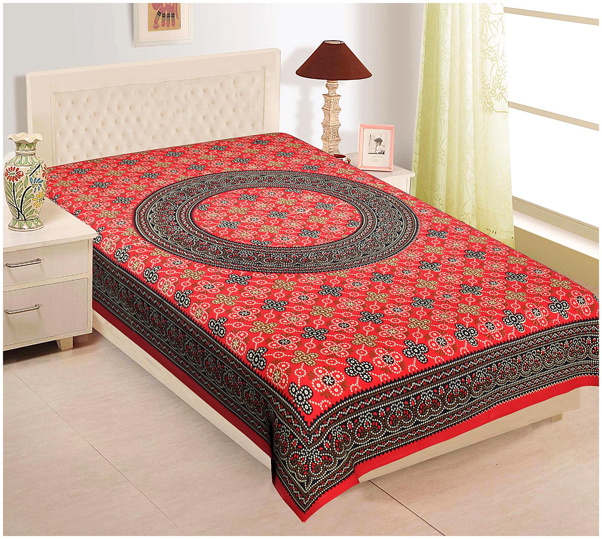 

TEXSTYLERS Cotton Printed Single Size Bedsheet 144 TC ( 1 Bedsheet Without Pillow Covers Multi )