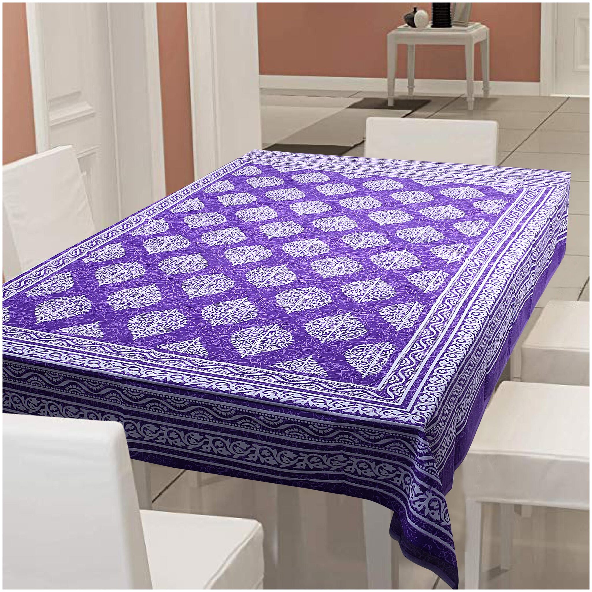

Texstylers 100 Cotton 144 TC Table Cloth Cover -Pack of 1