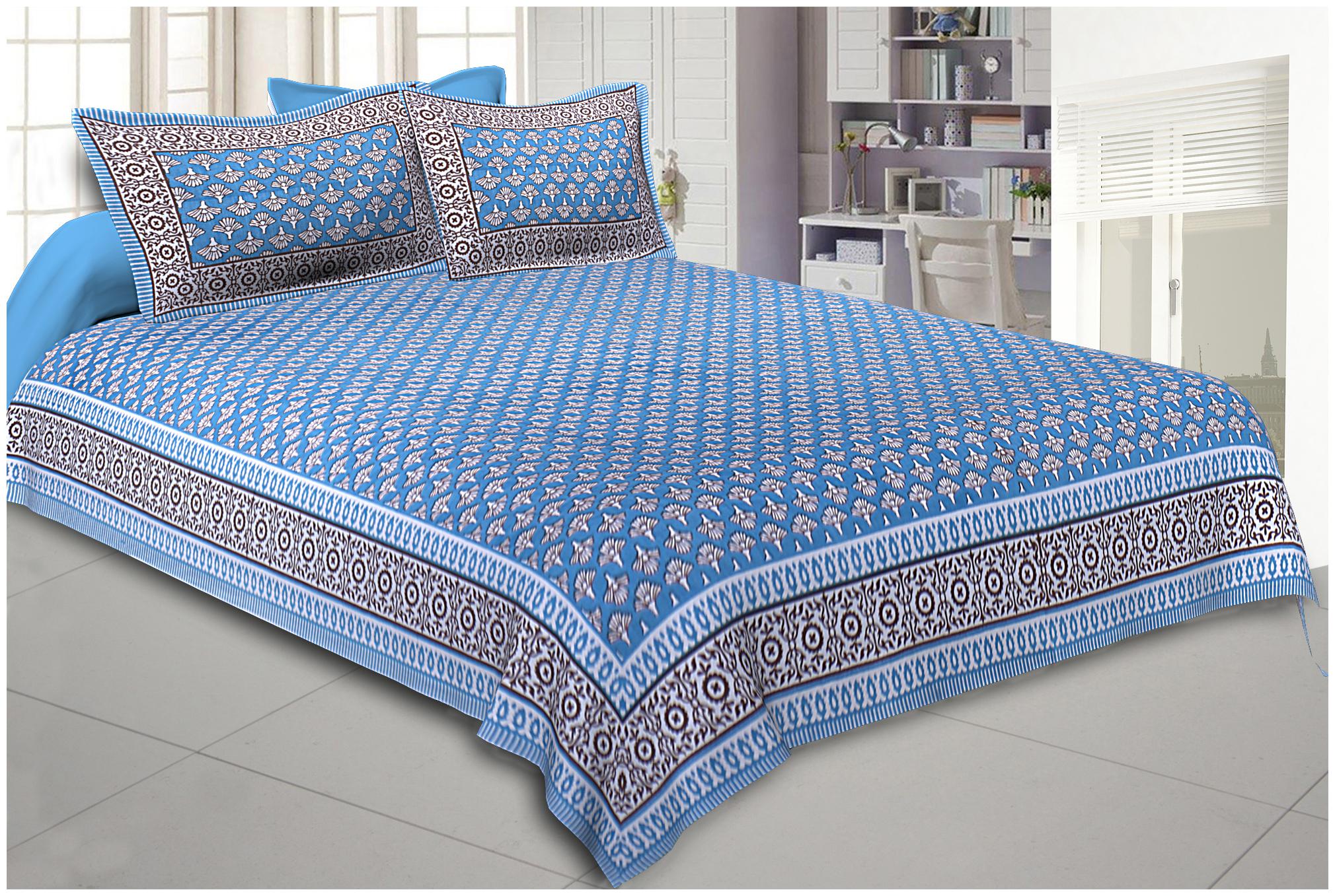 

TEXSTYLERS Cotton Printed Double Size Bedsheet 150 TC ( 1 Bedsheet With 2 Pillow Covers Multi )