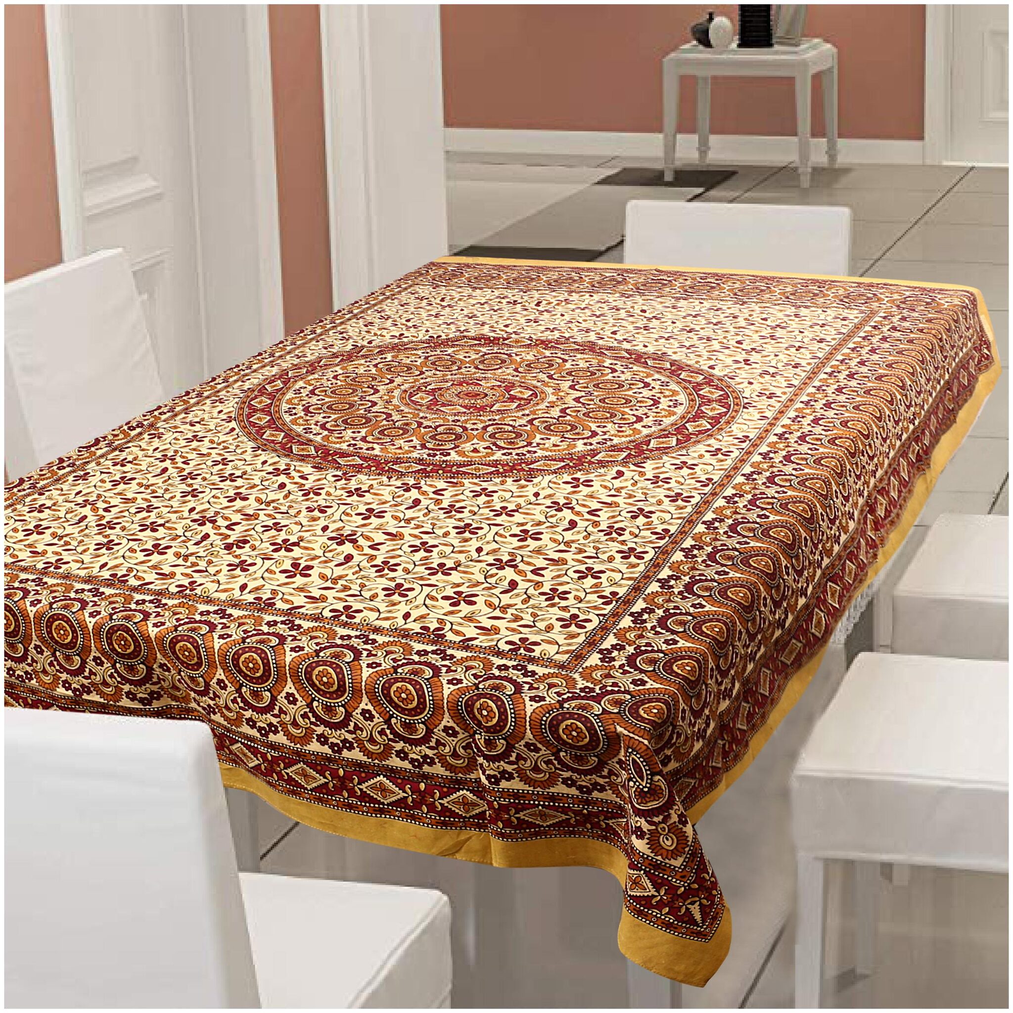 

Texstylers 100 Cotton 144 TC Table Cloth Cover -Pack of 1