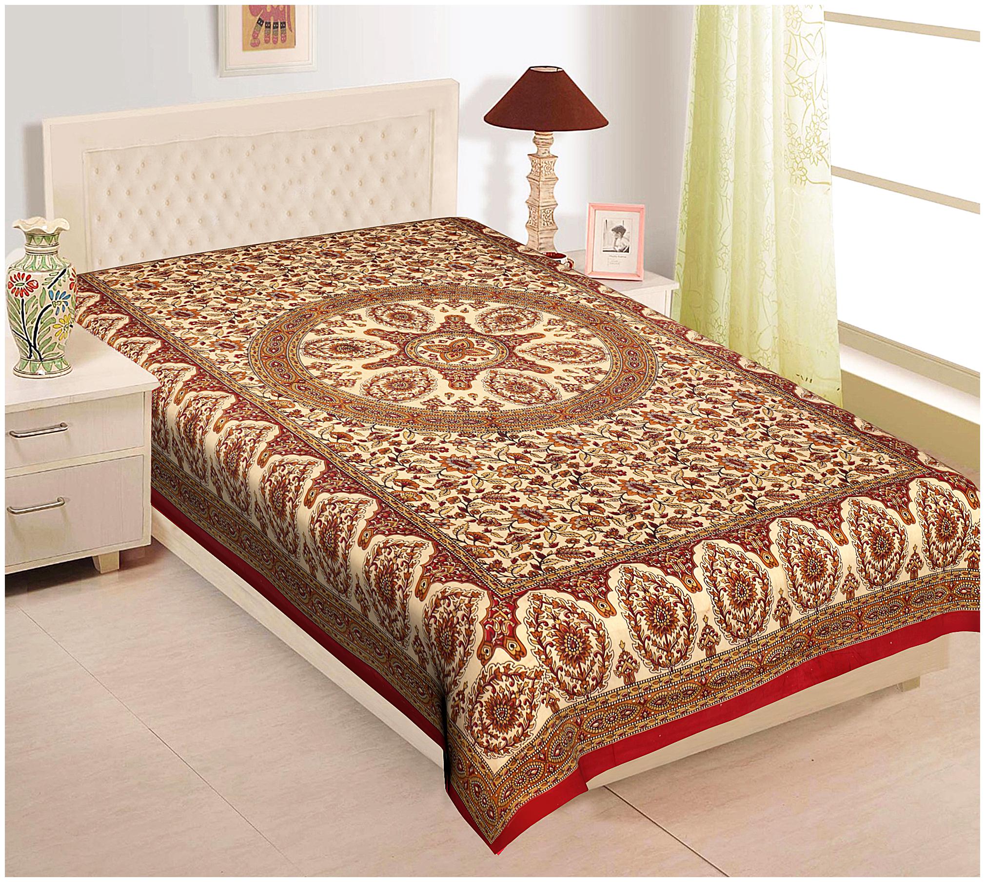 

TEXSTYLERS Cotton Printed Single Size Bedsheet 144 TC ( 1 Bedsheet Without Pillow Covers Multi )