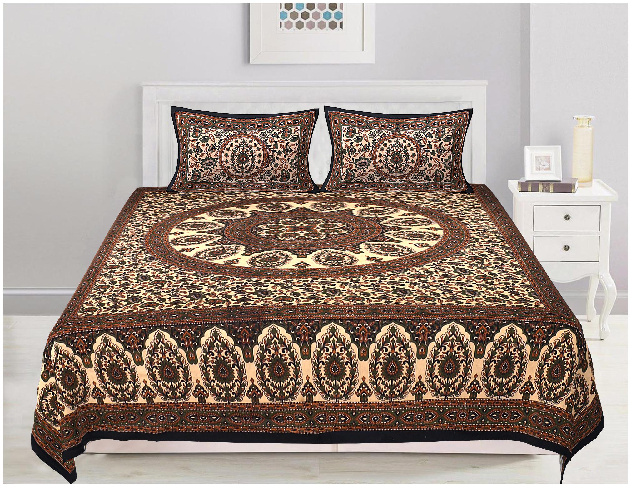 

TEXSTYLERS Cotton Floral Double Size Bedsheet 180 TC ( 1 Bedsheet With 2 Pillow Covers Multi )