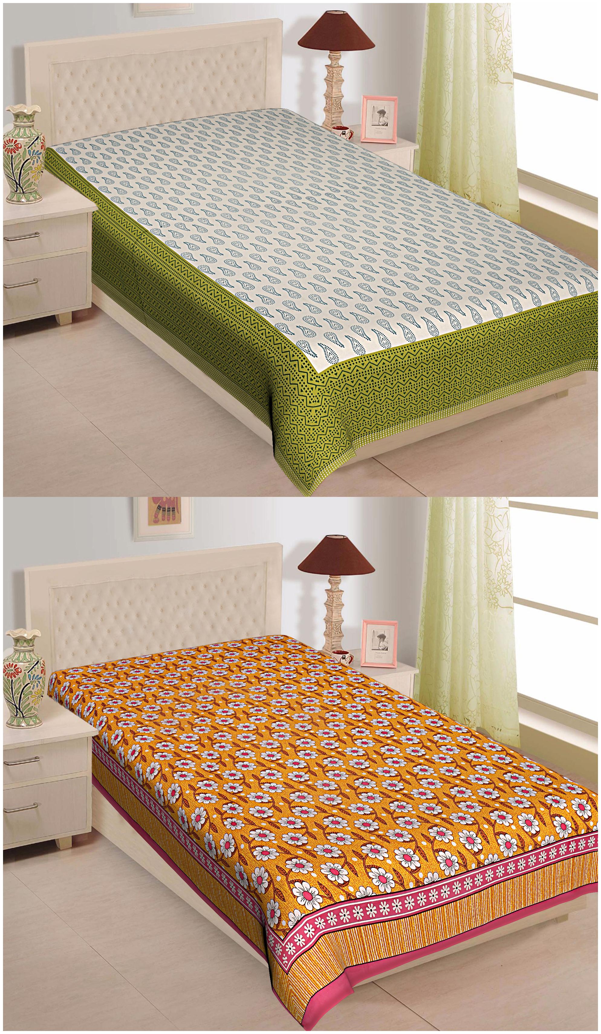 

TEXSTYLERS Cotton Floral Single Size Bedsheet 180 TC ( 2 Bedsheet Without Pillow Covers Multi )