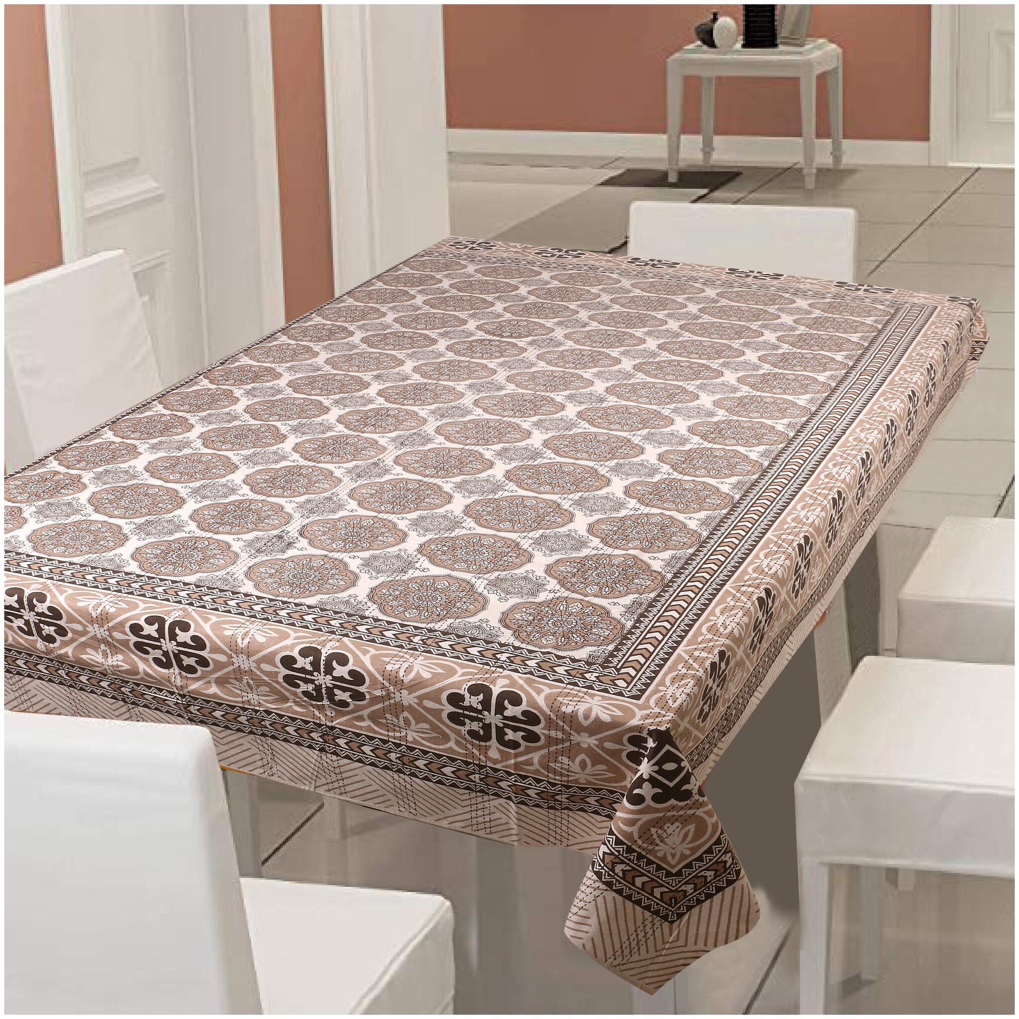 

Texstylers 100 Cotton 250 TC Printed 6 Seater Table Cloth Cover