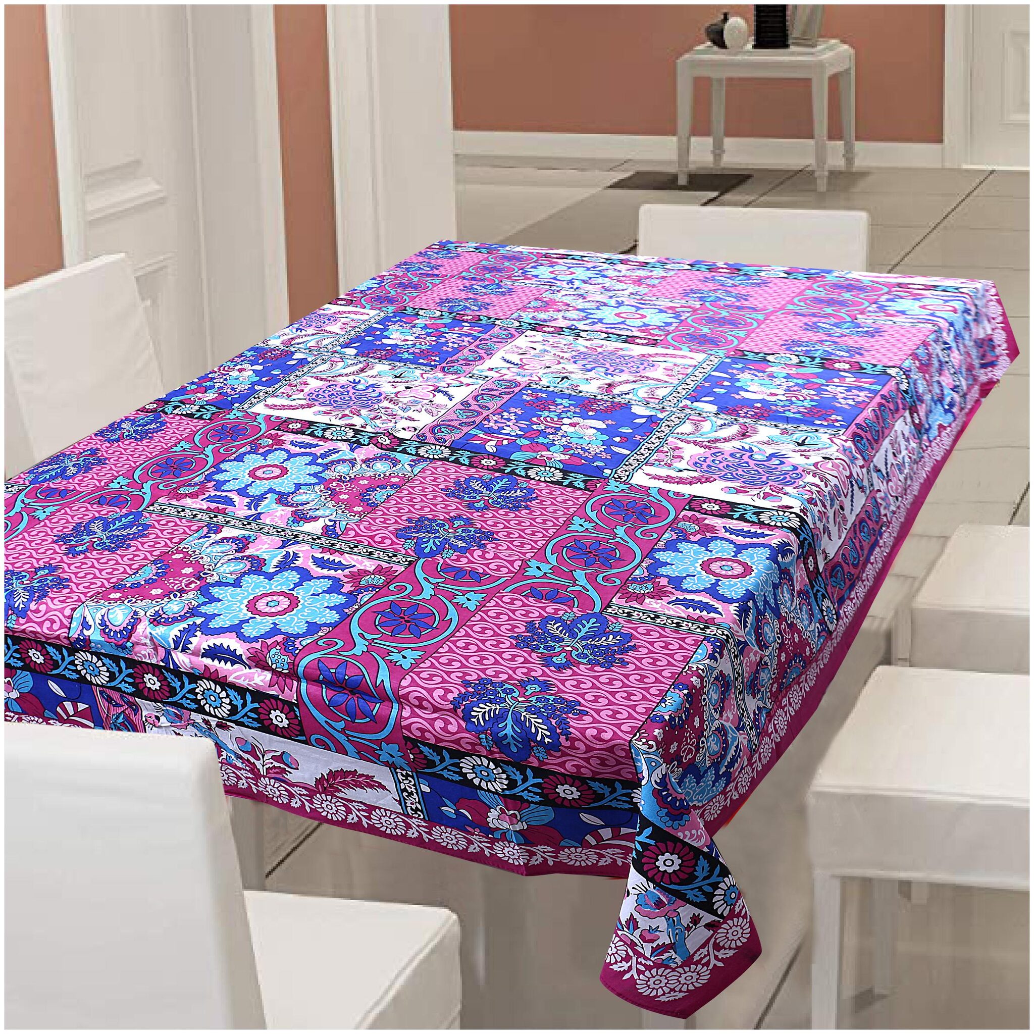 

Texstylers 100 Cotton Jaipuri Print 6 To 8 Seater Table Cloth Cover Pack Of 1