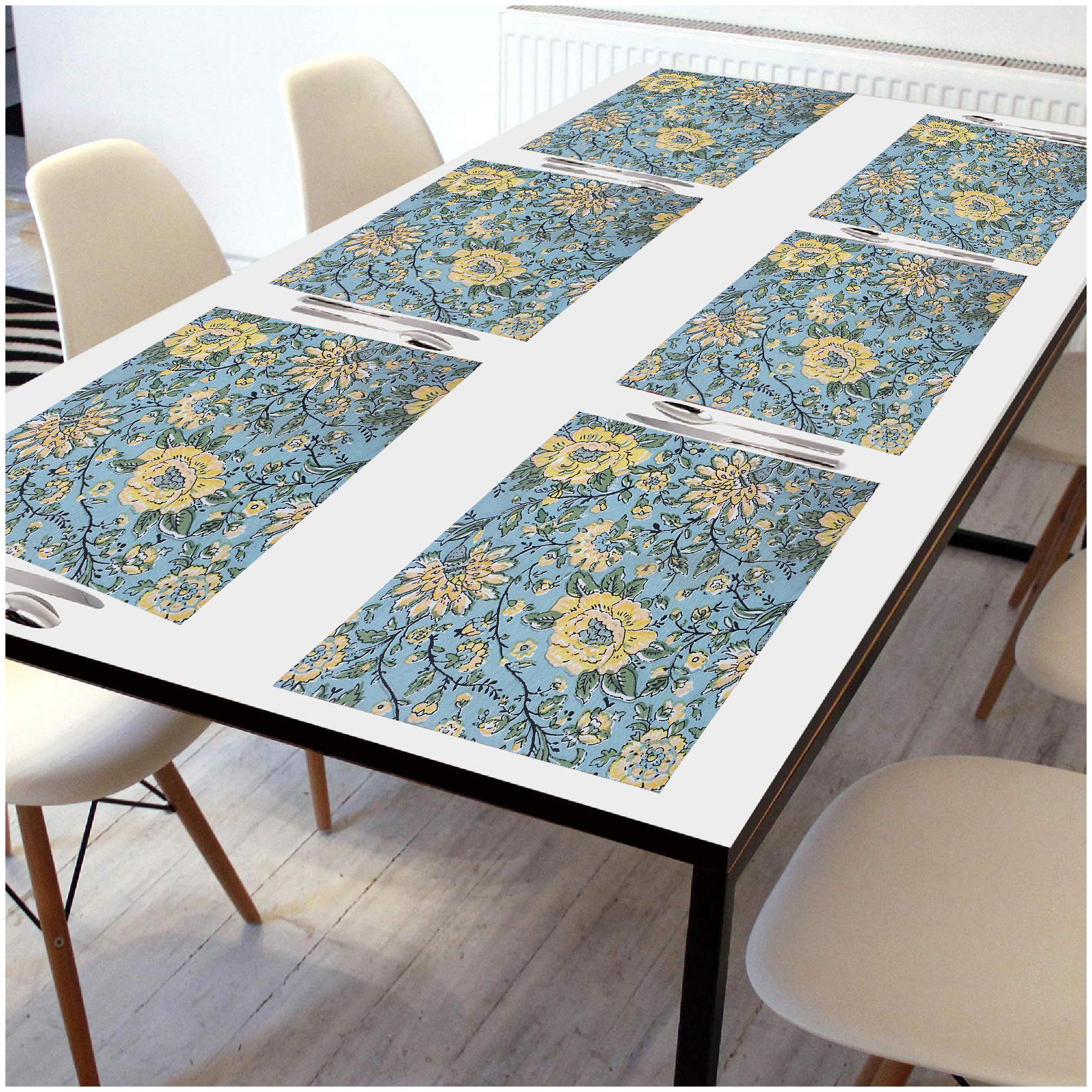 

Texstylers 100 Cotton Placemats Set of 6 Dining Table Mats for Kitchen