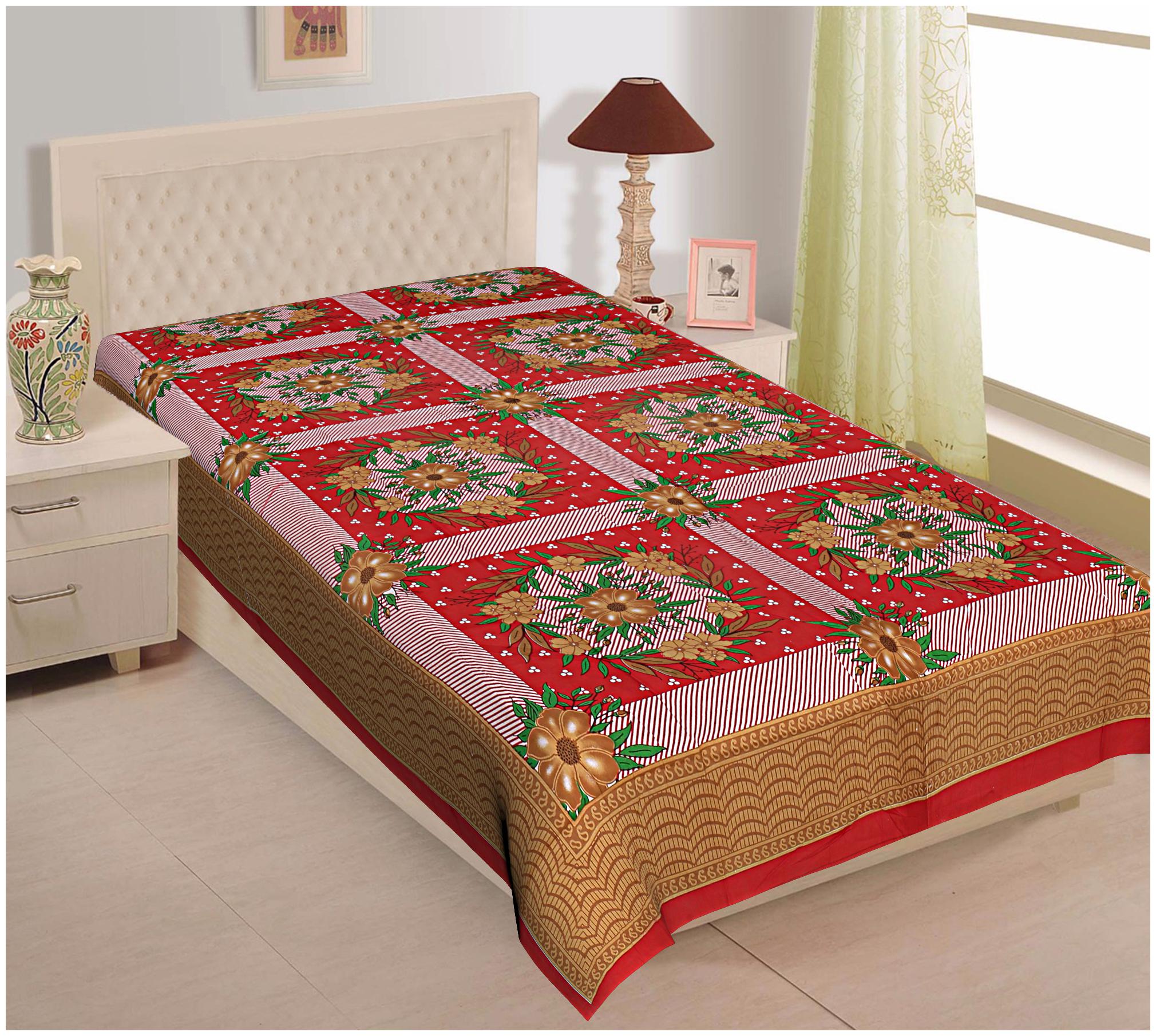 

TEXSTYLERS Cotton Floral Single Size Bedsheet 144 TC ( 1 Bedsheet Without Pillow Covers Multi )