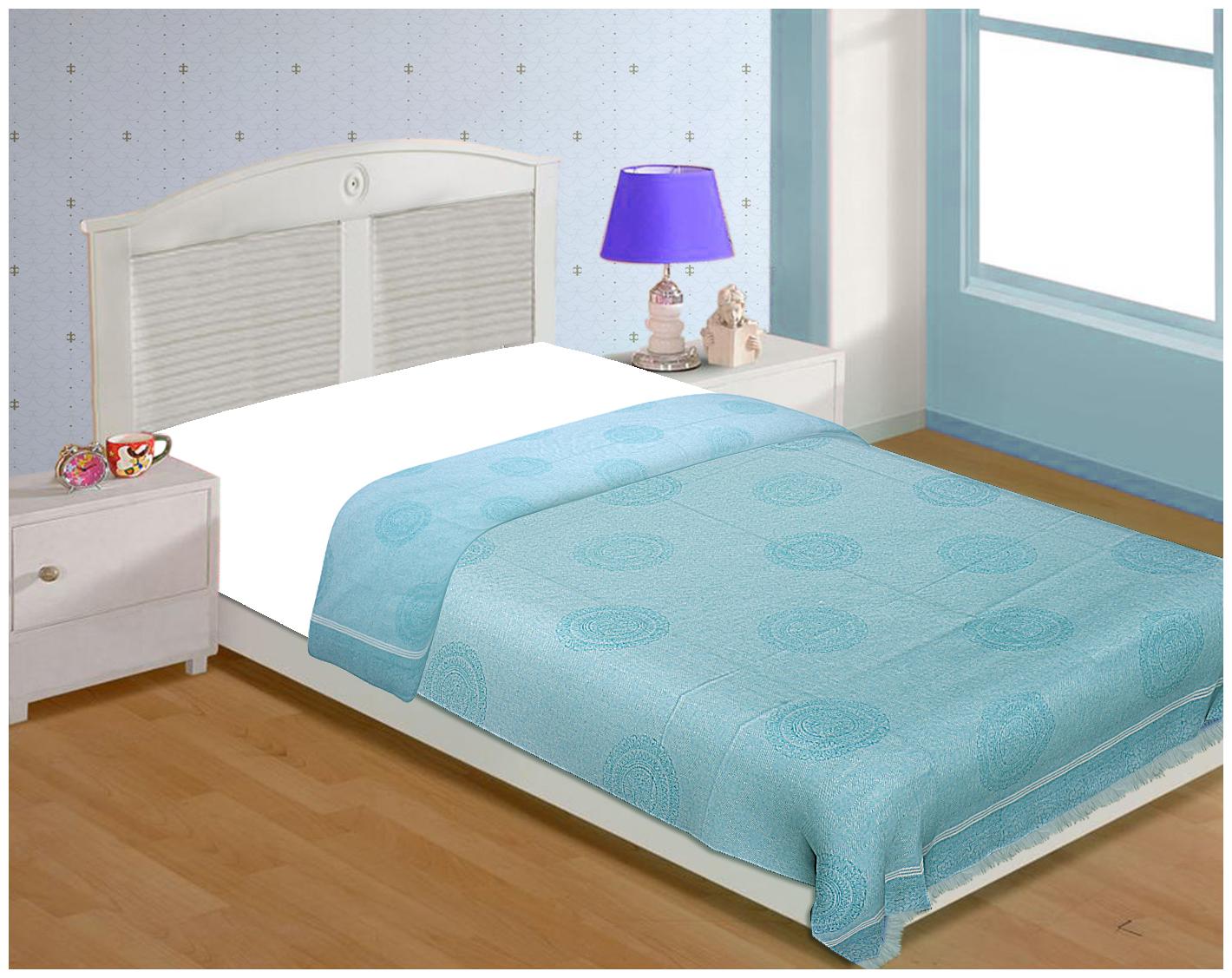 

TEXSTYLERS Cotton Geometric Single Size Bedsheet 200 TC ( 1 Bedsheet Without Pillow Covers Blue )