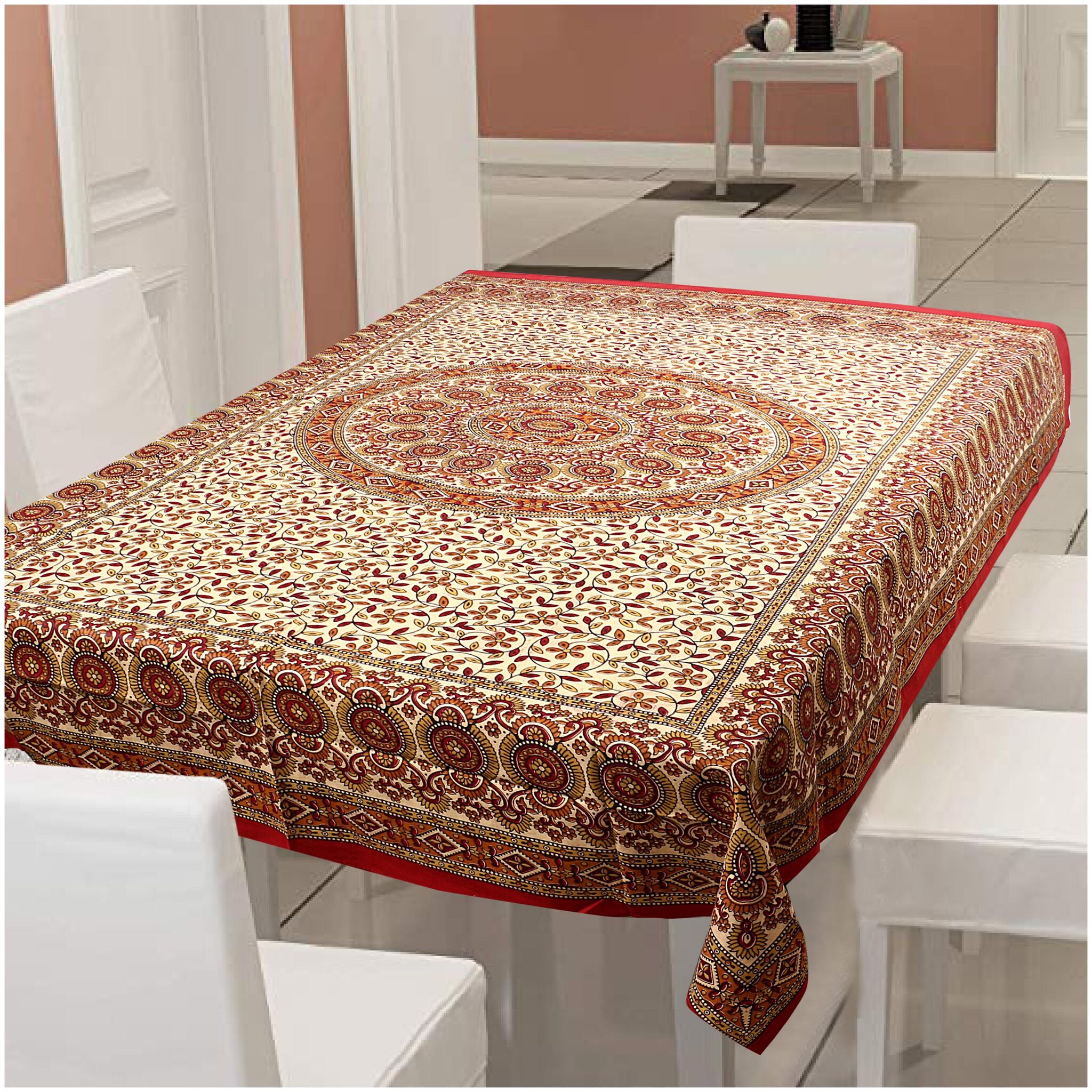 

Texstylers 100 Cotton 144 TC Table Cloth Cover -Pack of 1