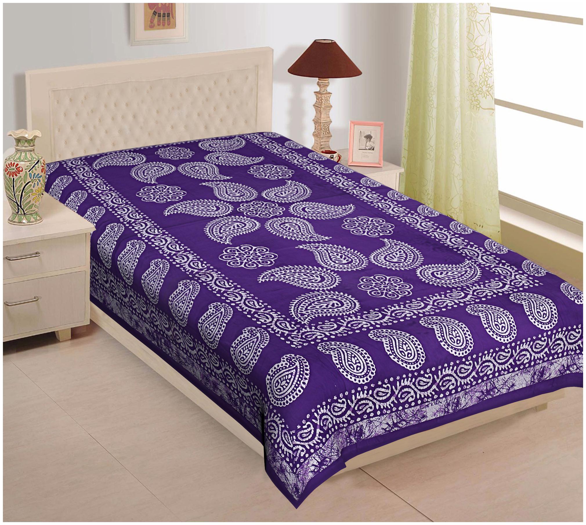 

TEXSTYLERS Cotton Printed Single Size Bedsheet 144 TC ( 1 Bedsheet Without Pillow Covers Purple )
