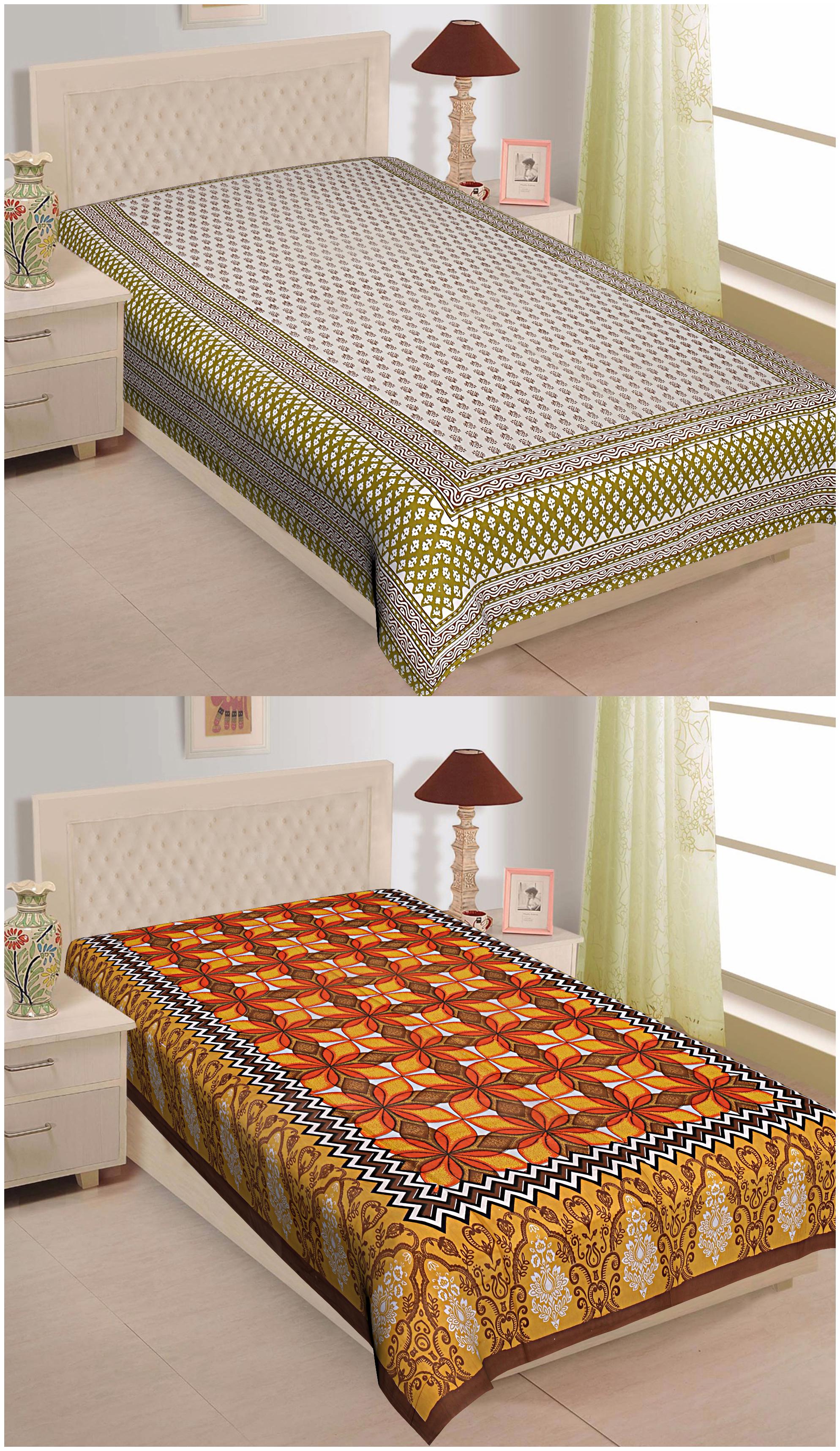 

TEXSTYLERS Cotton Floral Single Size Bedsheet 180 TC ( 2 Bedsheet Without Pillow Covers Multi )