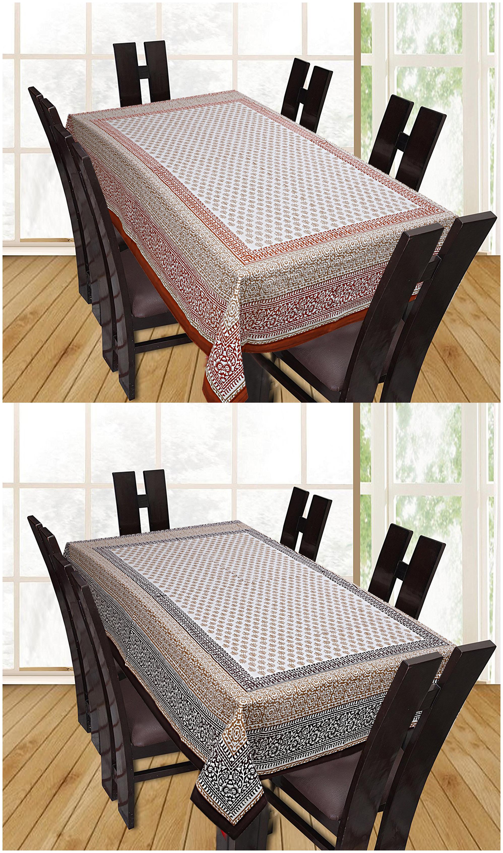 

Texstylers 180 Tc Cotton Printed 6 Seater Table Cover Combo