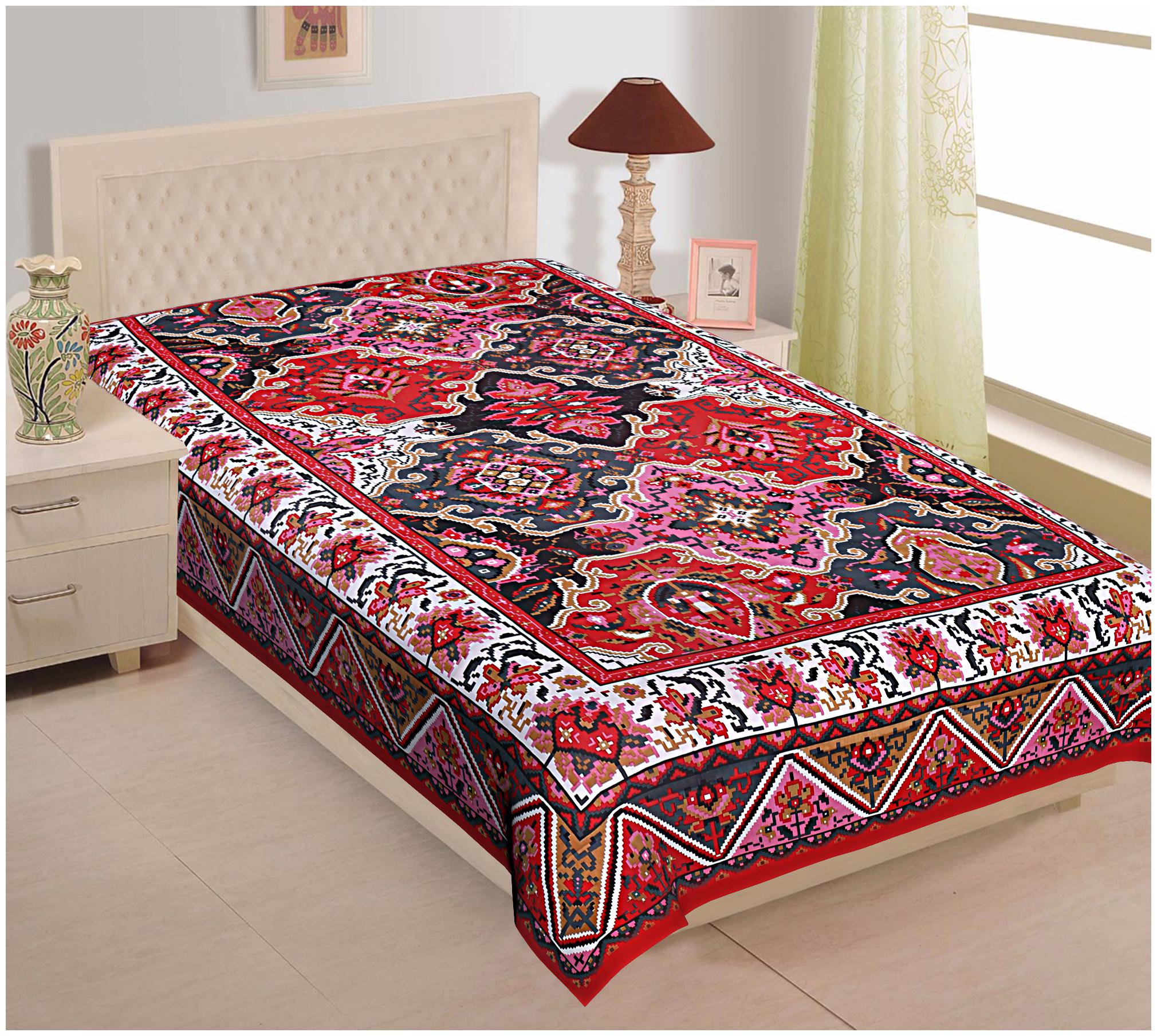 

TEXSTYLERS Cotton Printed Single Size Bedsheet 144 TC ( 1 Bedsheet Without Pillow Covers Multi )
