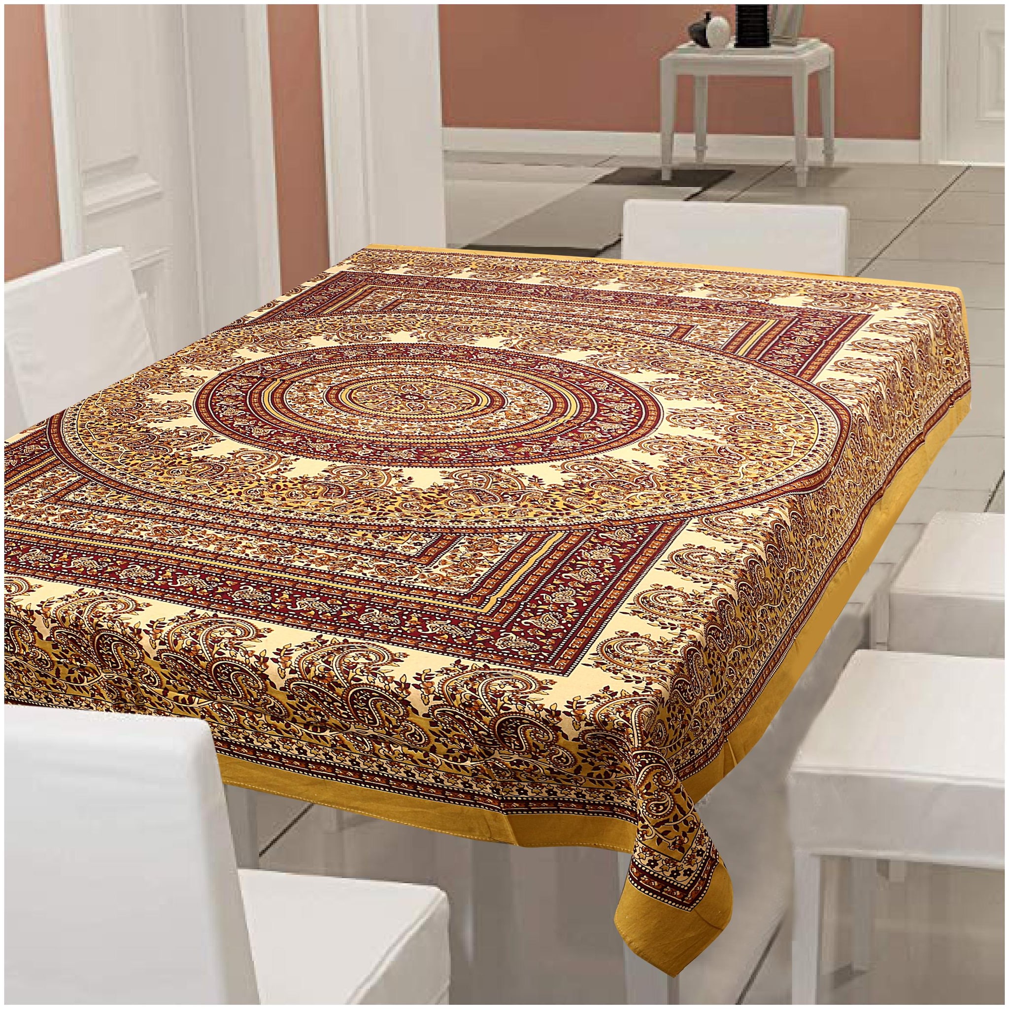 

Texstylers 100 Cotton 144 TC Table Cloth Cover -Pack of 1