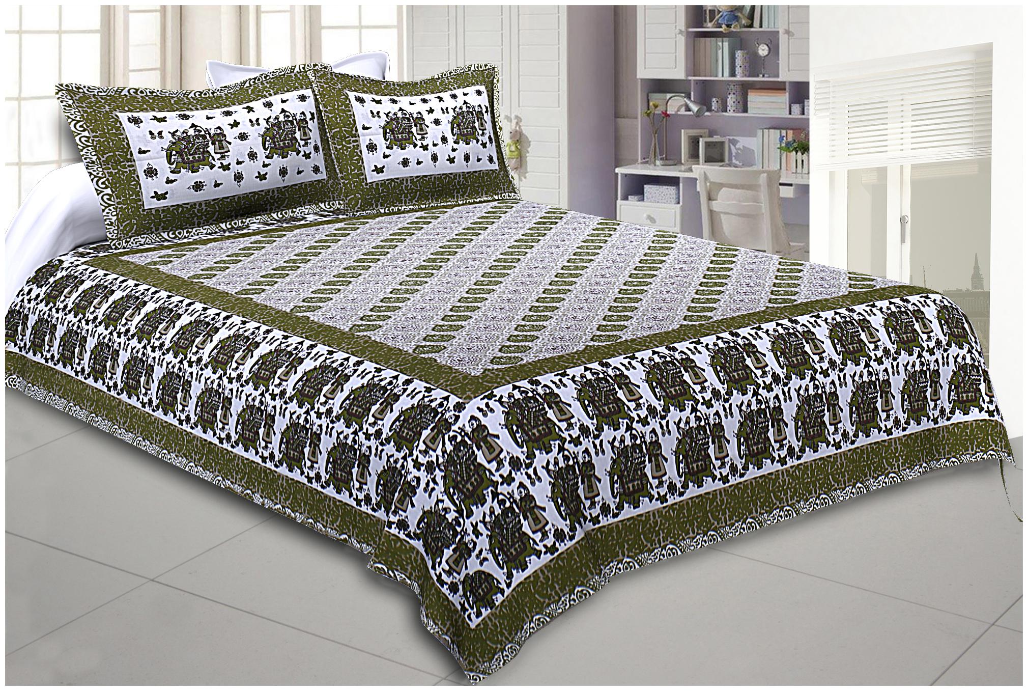 

TEXSTYLERS Cotton Printed Double Size Bedsheet 150 TC ( 1 Bedsheet With 2 Pillow Covers Multi )