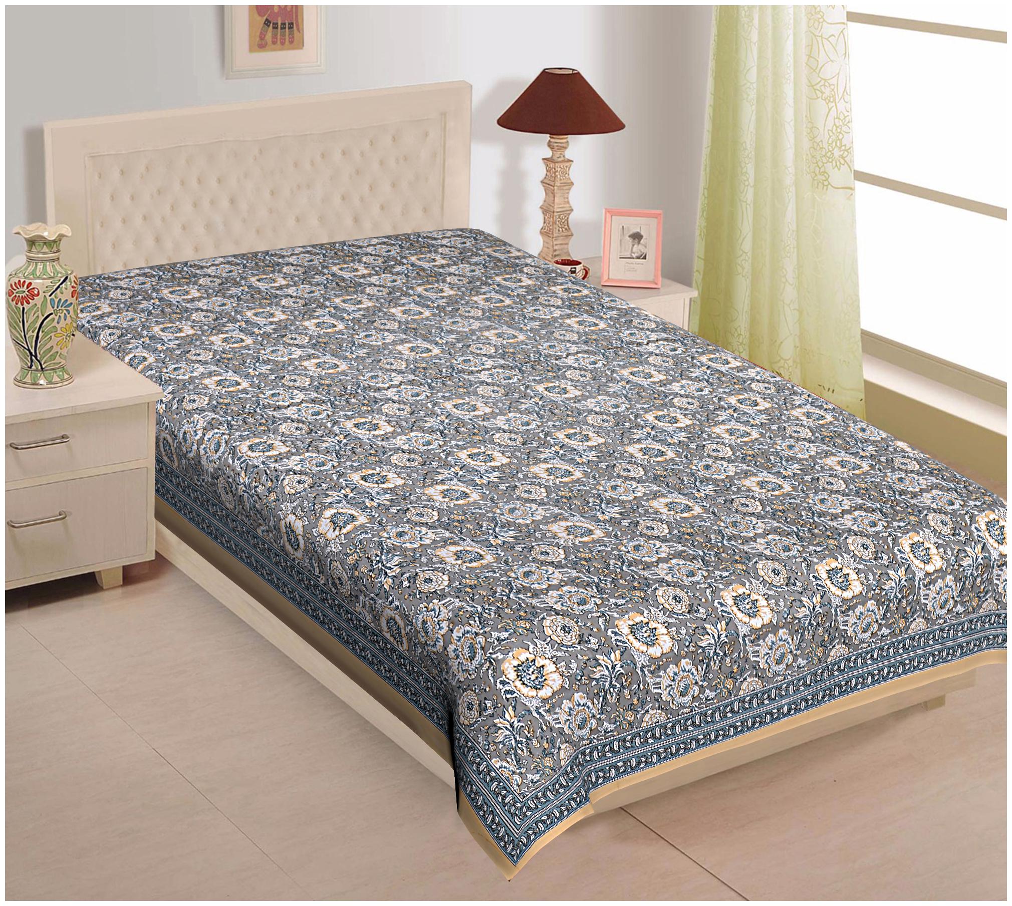 

TEXSTYLERS Cotton Printed Single Size Bedsheet 220 TC ( 1 Bedsheet Without Pillow Covers Multi )