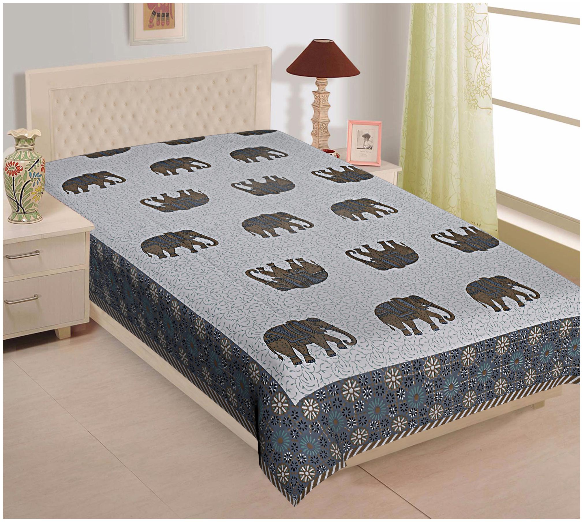 

TEXSTYLERS Cotton Printed Single Size Bedsheet 200 TC ( 1 Bedsheet Without Pillow Covers Brown Grey )