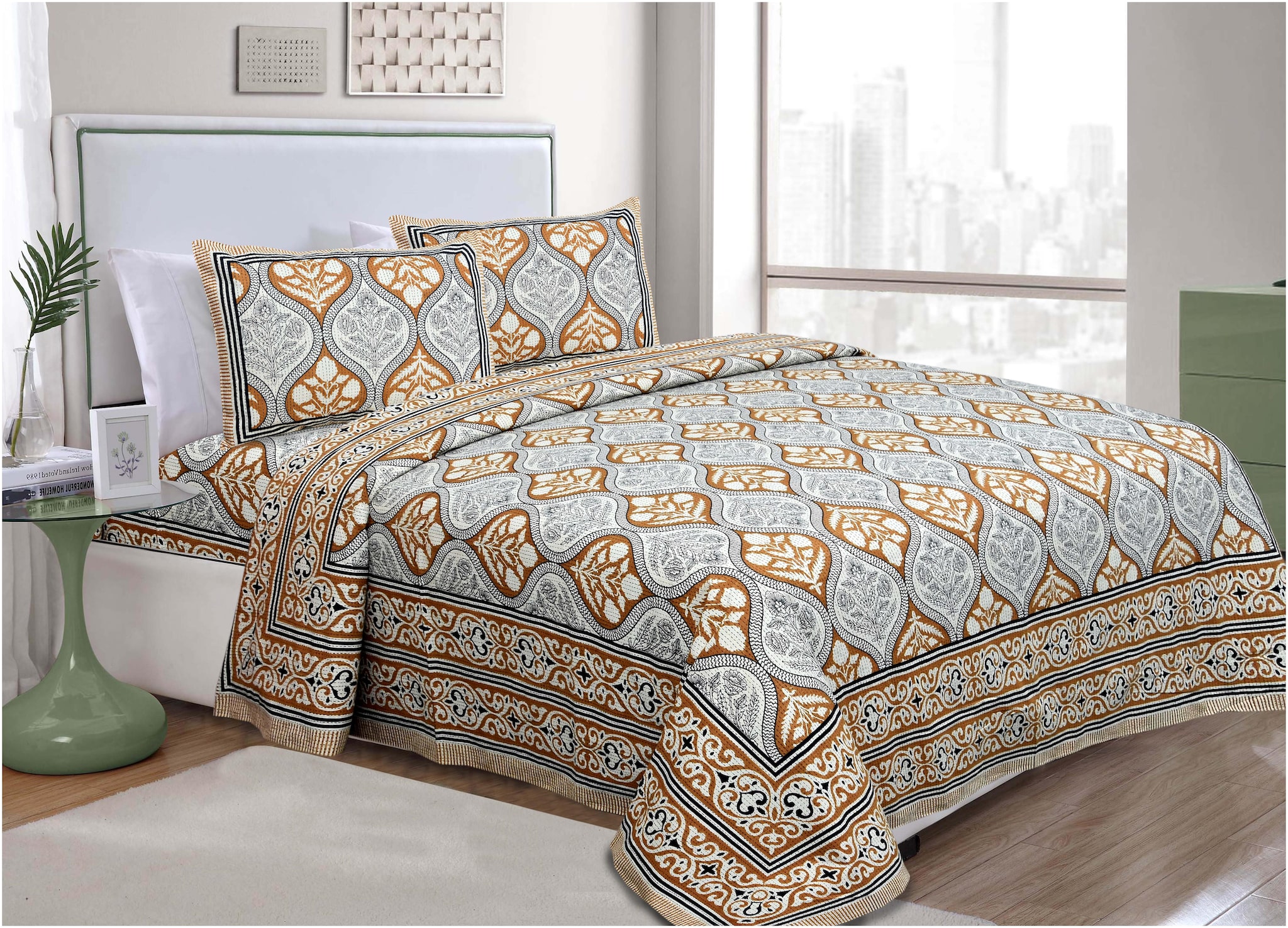 

TEXSTYLERS Cotton Printed King Size Bedsheet 240 TC ( 1 Bedsheet With 2 Pillow Covers Multi )
