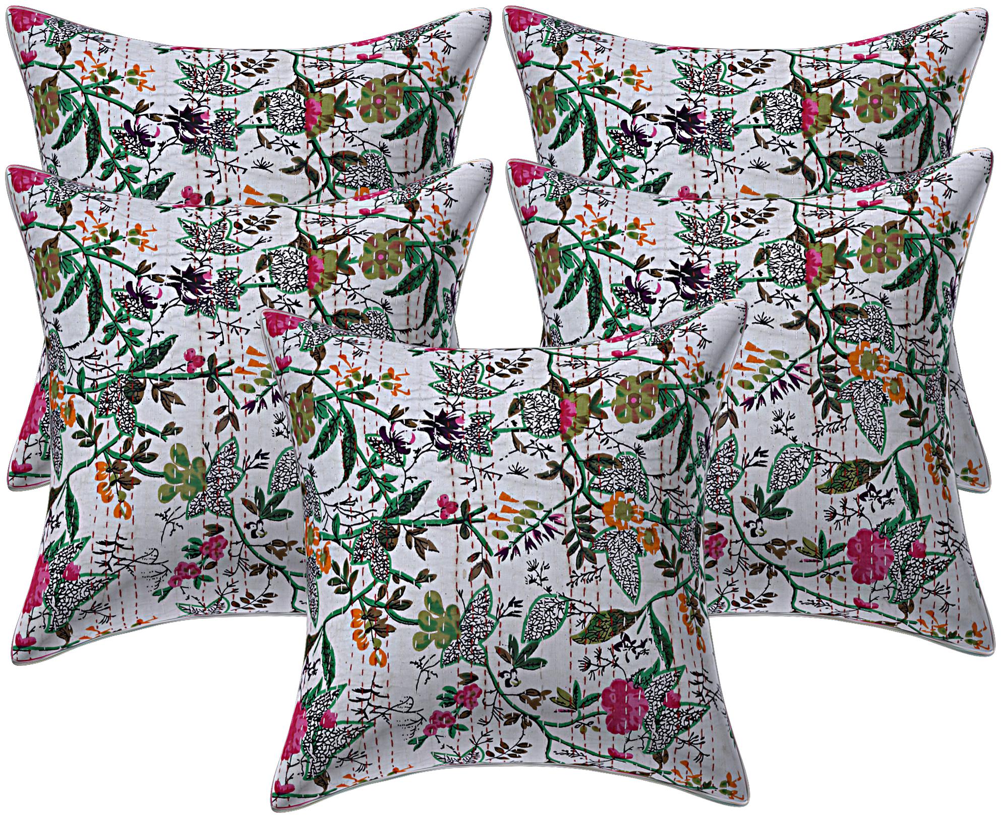 

Texstylers Cotton kantha Work Cushion Cover Pack of 5