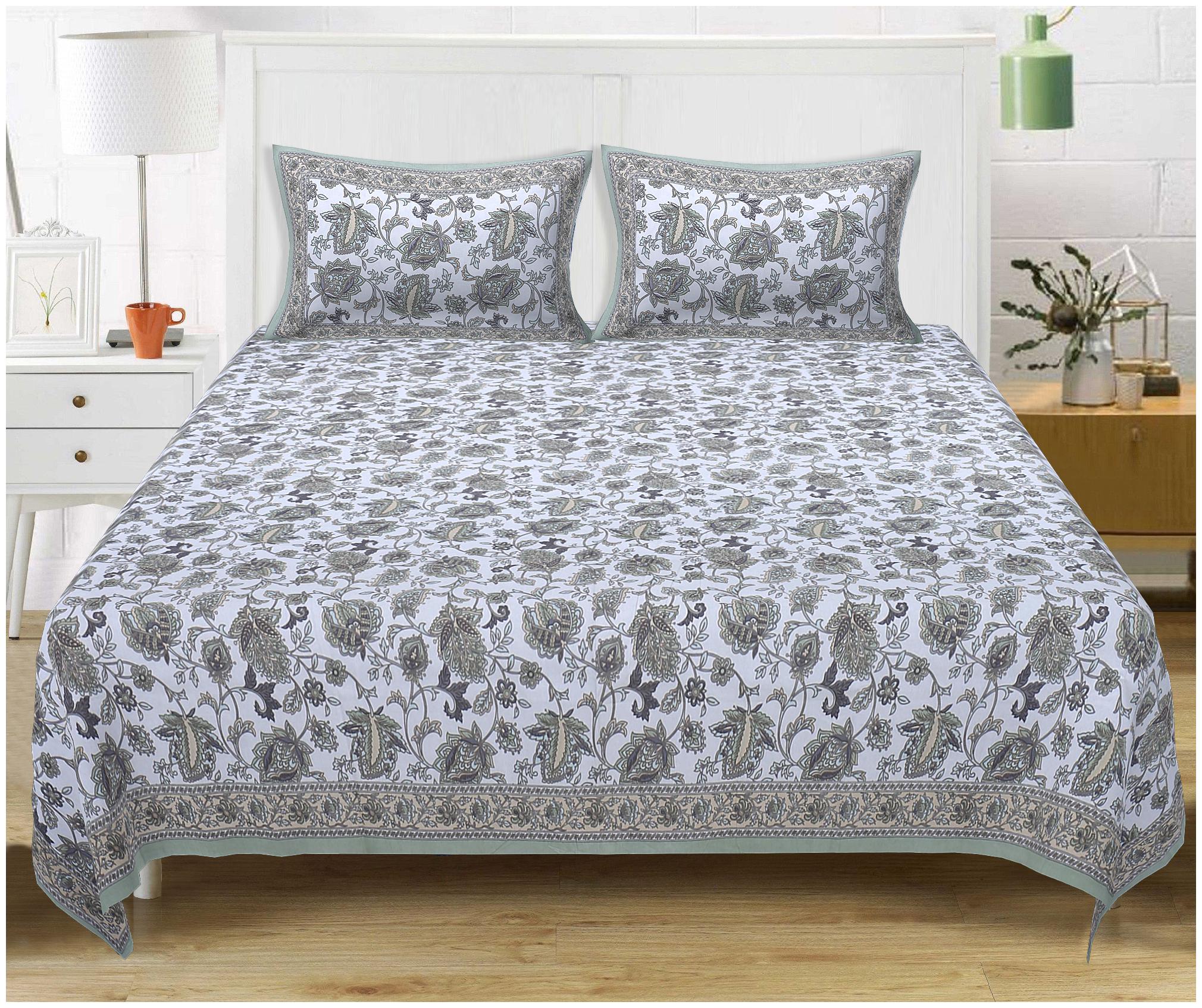 

TEXSTYLERS Cotton Floral King Size Bedsheet 220 TC ( 1 Bedsheet With 2 Pillow Covers Multi )