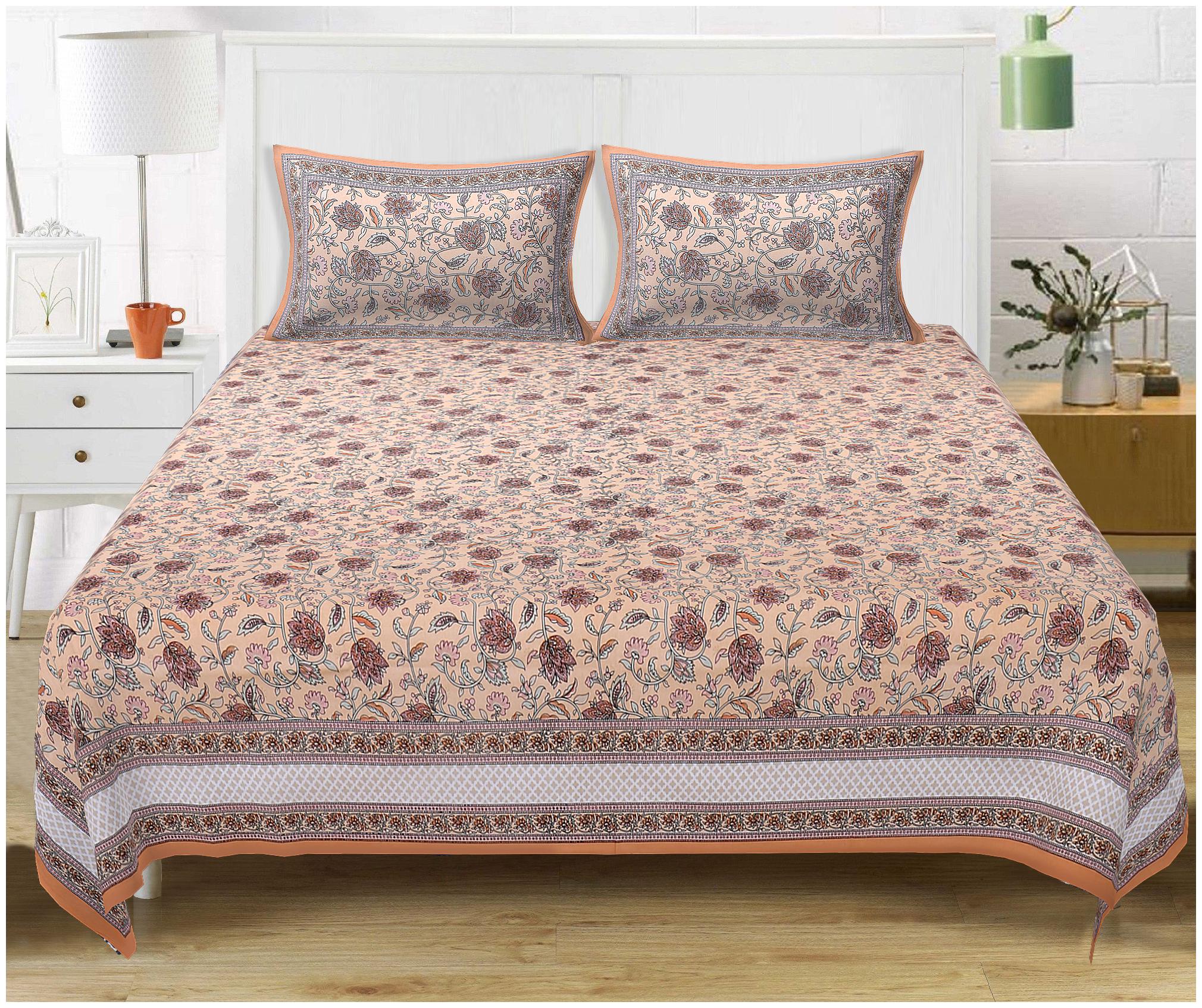 

TEXSTYLERS Cotton Floral King Size Bedsheet 220 TC ( 1 Bedsheet With 2 Pillow Covers Multi )