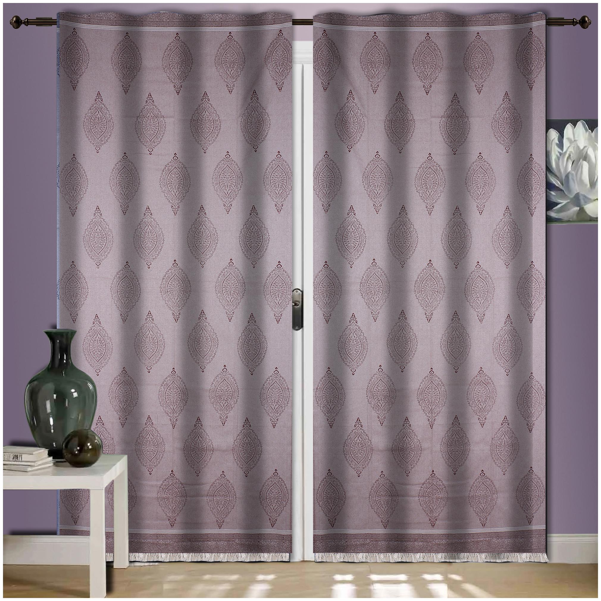 

TEXSTYLERS Cotton Long Door Blackout Brown Regular Curtain ( Loop Closure Geometric )