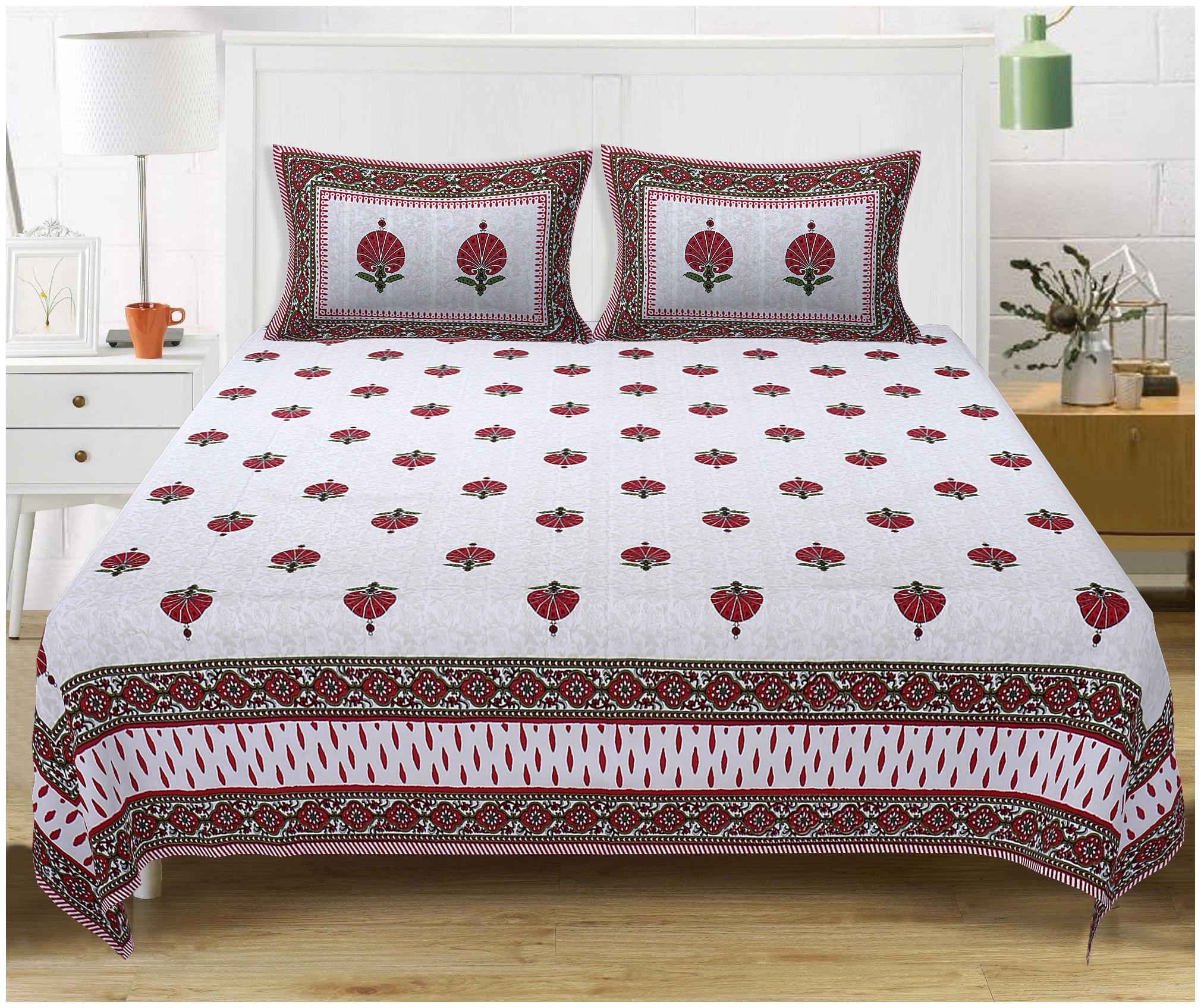

TEXSTYLERS Cotton Floral King Size Bedsheet 220 TC ( 1 Bedsheet With 2 Pillow Covers Multi )