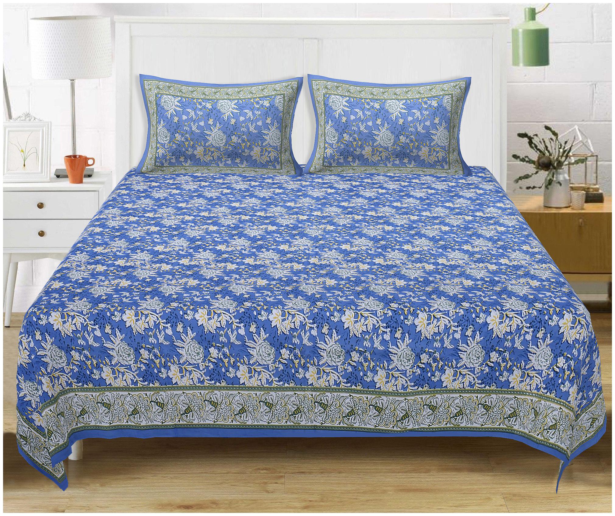 

TEXSTYLERS Cotton Floral King Size Bedsheet 220 TC ( 1 Bedsheet With 2 Pillow Covers Multi )