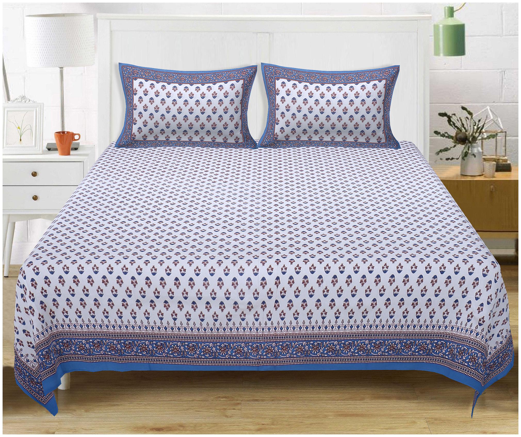 

TEXSTYLERS Cotton Floral King Size Bedsheet 220 TC ( 1 Bedsheet With 2 Pillow Covers Multi )