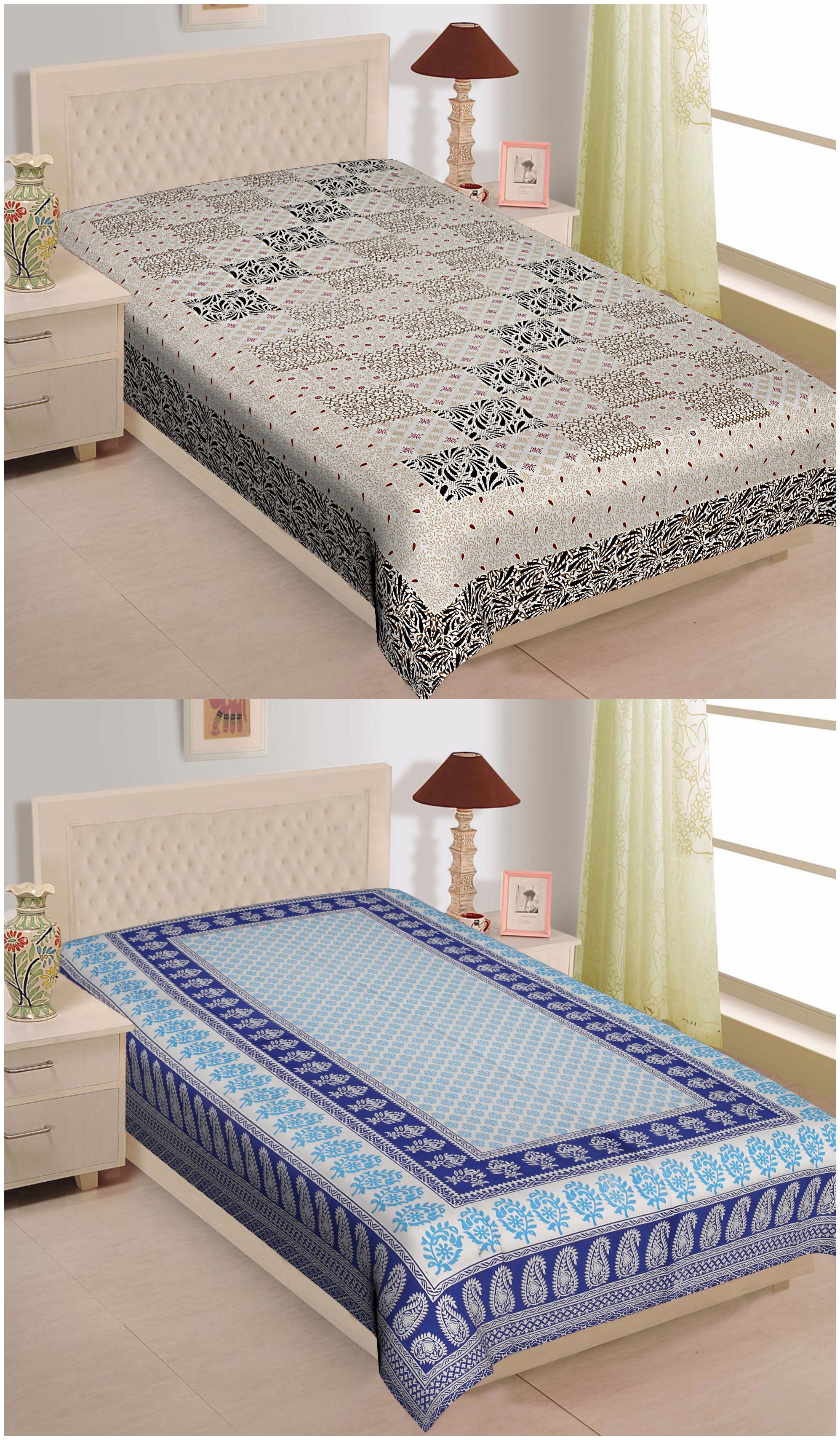 

TEXSTYLERS Cotton Floral Single Size Bedsheet 180 TC ( 2 Bedsheet Without Pillow Covers Multi )