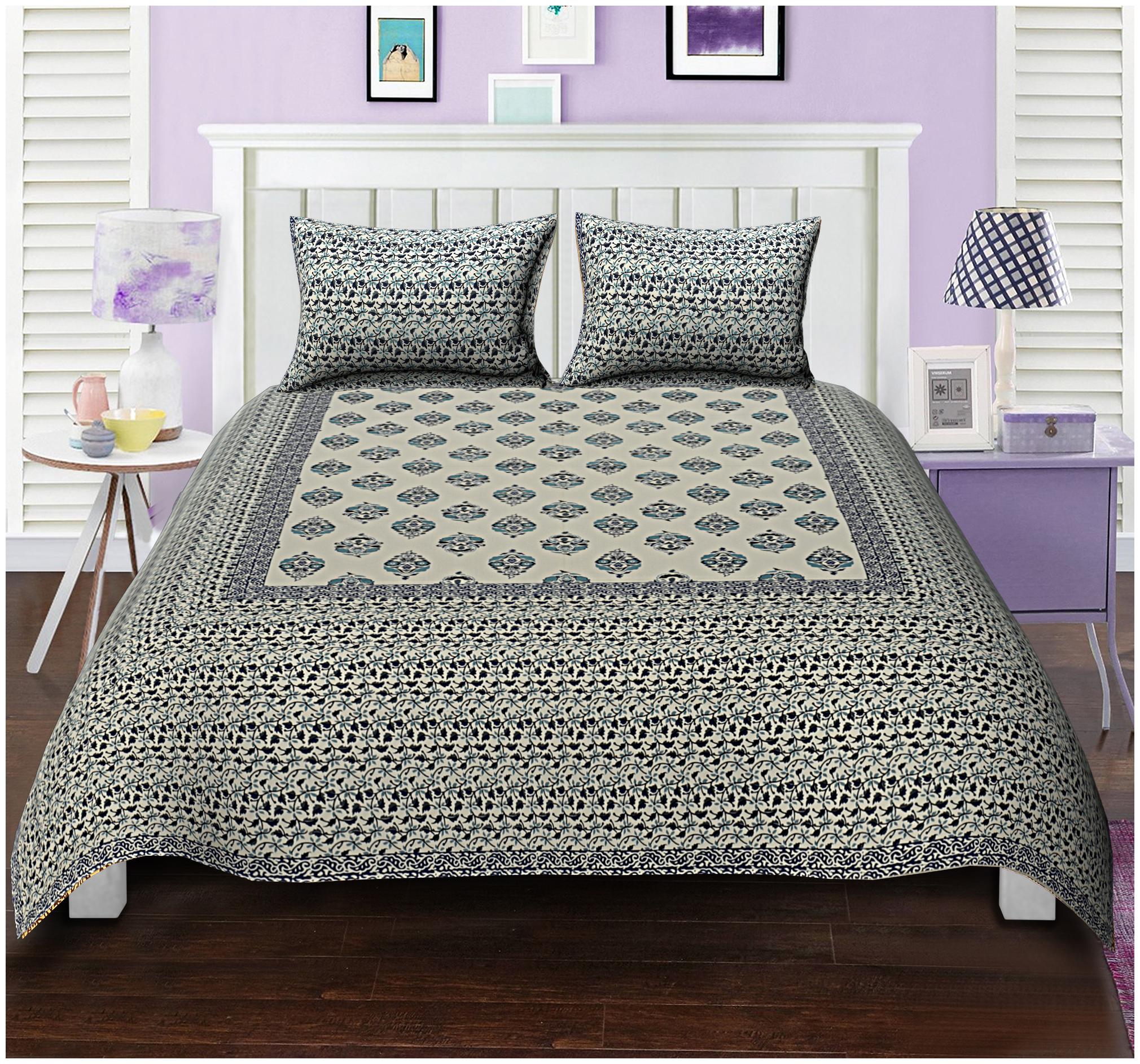 

TEXSTYLERS Cotton Floral Double Size Bedsheet 180 TC ( 1 Bedsheet With 2 Pillow Covers Multi )