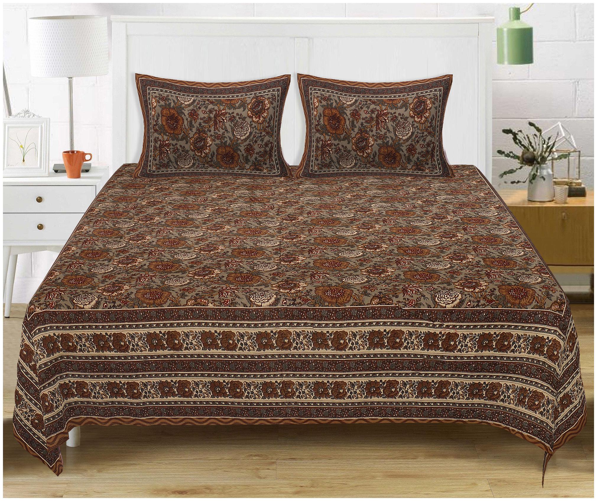 

TEXSTYLERS Cotton Floral Queen Size Bedsheet 200 TC ( 1 Bedsheet With 2 Pillow Covers Multi )