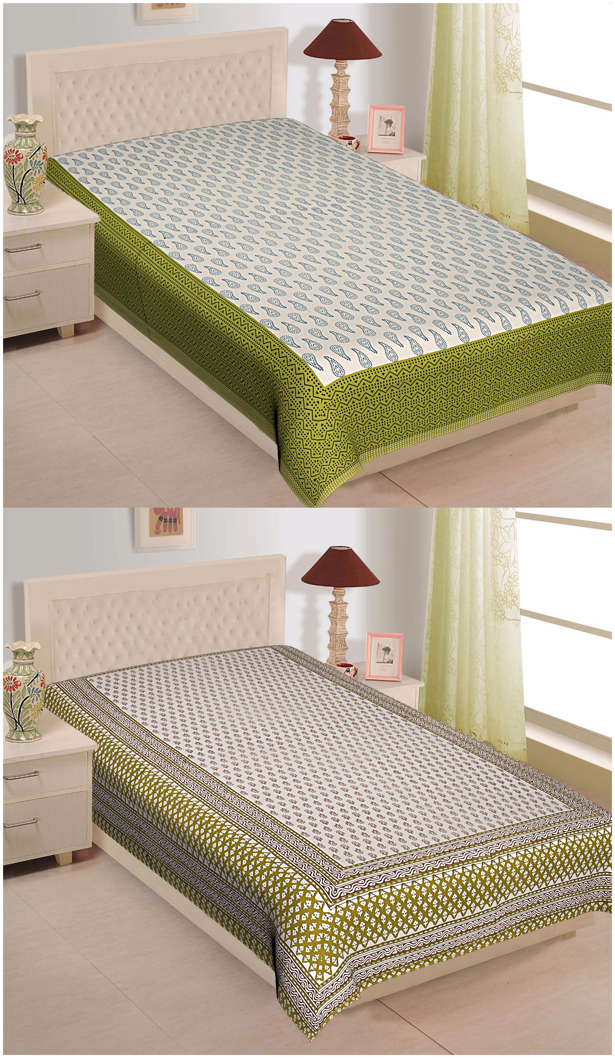

TEXSTYLERS Cotton Floral Single Size Bedsheet 180 TC ( 2 Bedsheet Without Pillow Covers Multi )