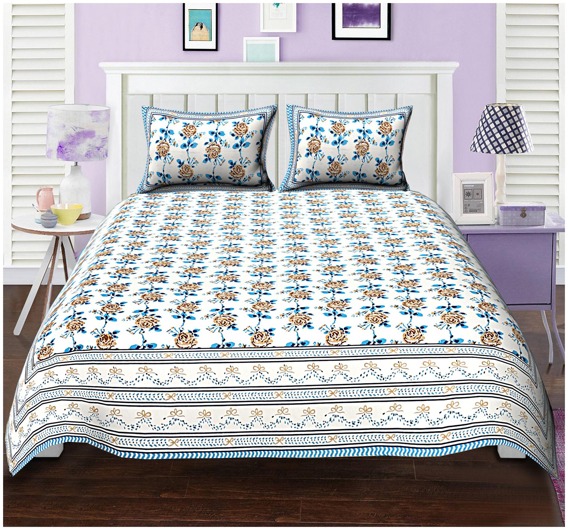 

TEXSTYLERS Cotton Floral Double Size Bedsheet 144 TC ( 1 Bedsheet With 2 Pillow Covers Multi )