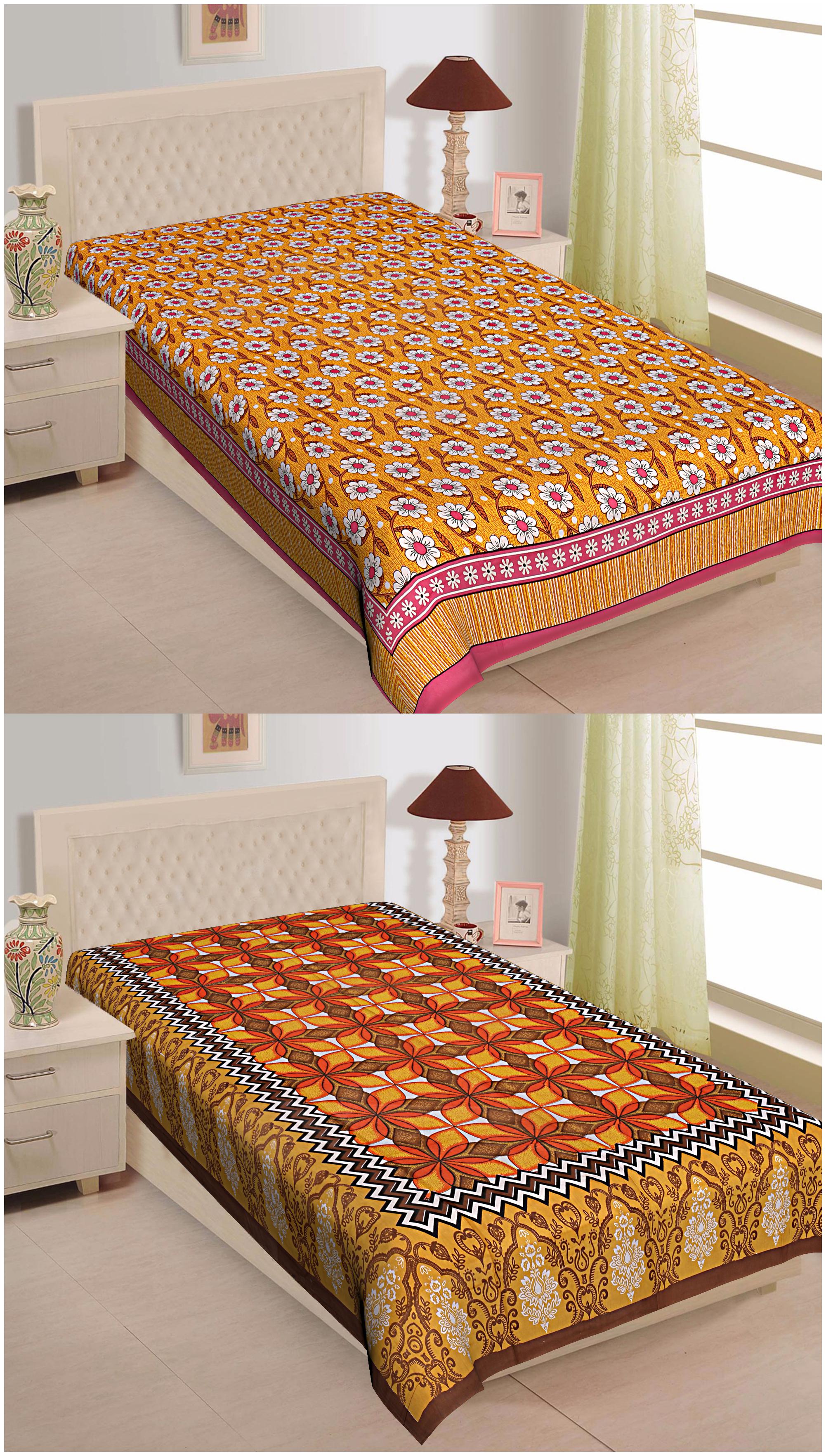 

TEXSTYLERS Cotton Floral Single Size Bedsheet 144 TC ( 2 Bedsheet Without Pillow Covers Multi )