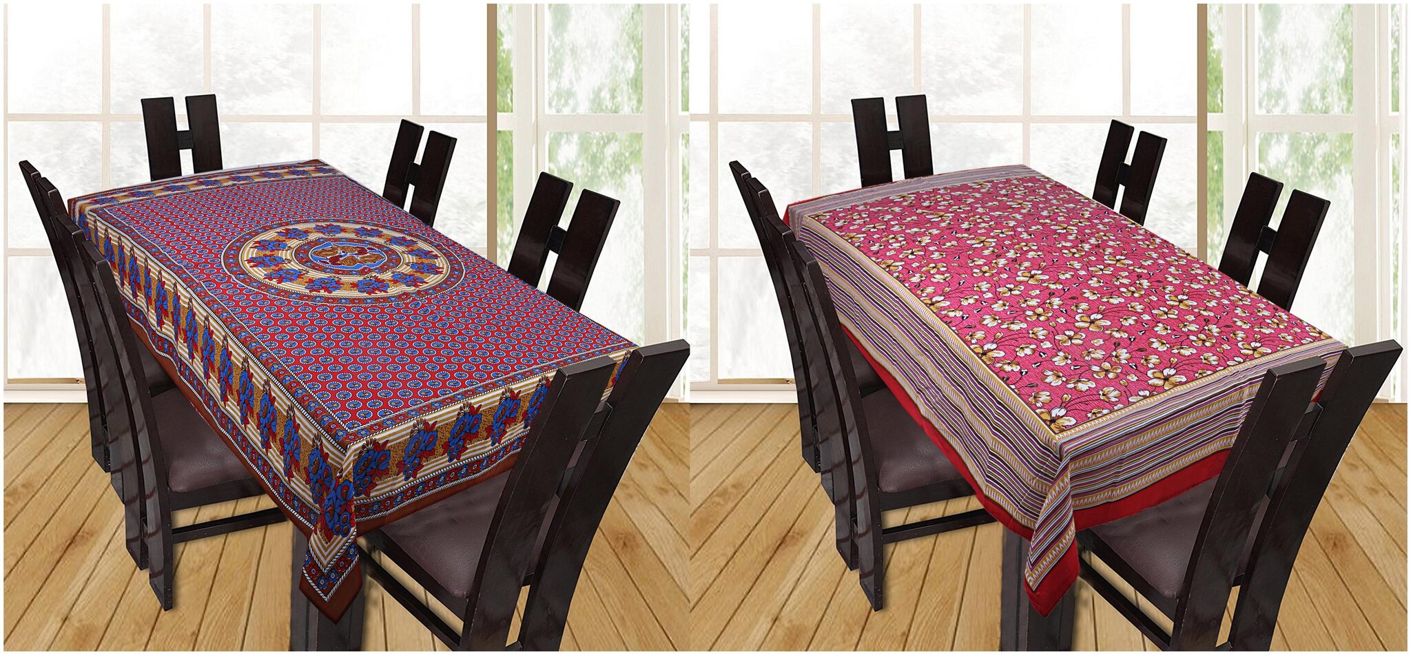 

Texstylers Floral Printed Cotton 6 Seater Table Cover (Combo)