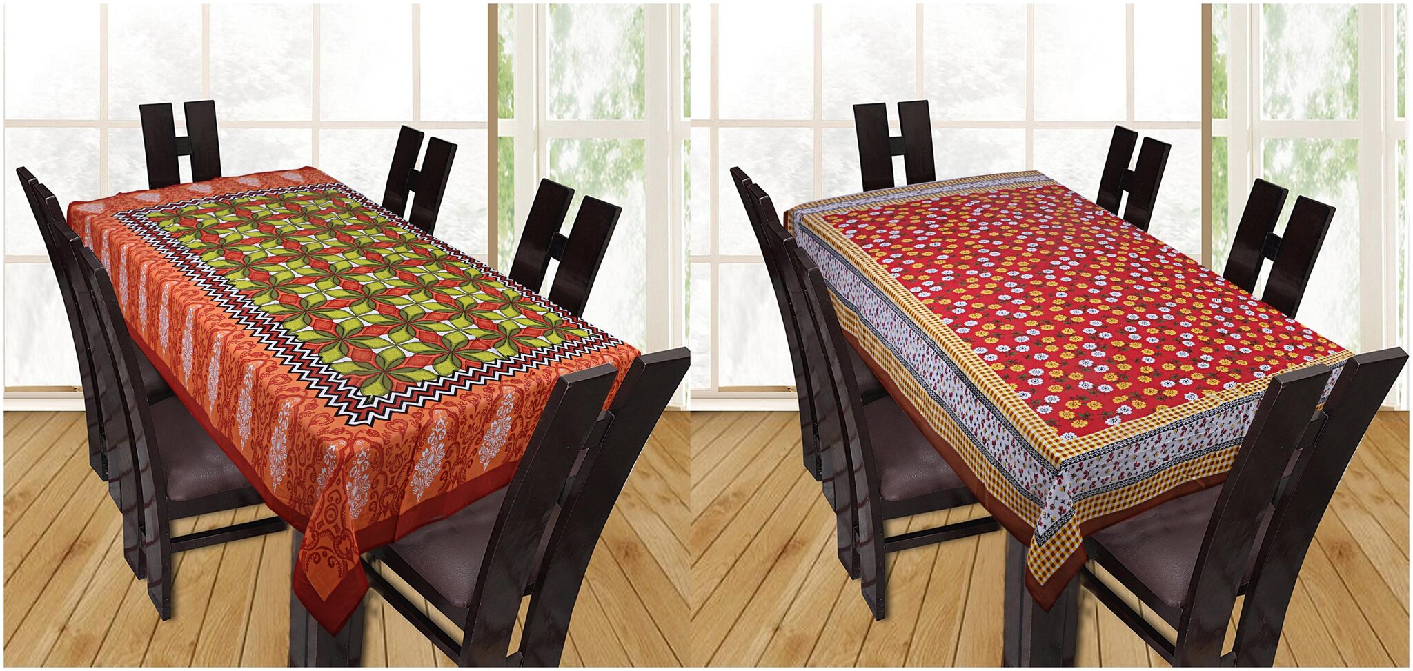 

Texstylers Floral Printed Cotton 6 Seater Table Cover (Combo)