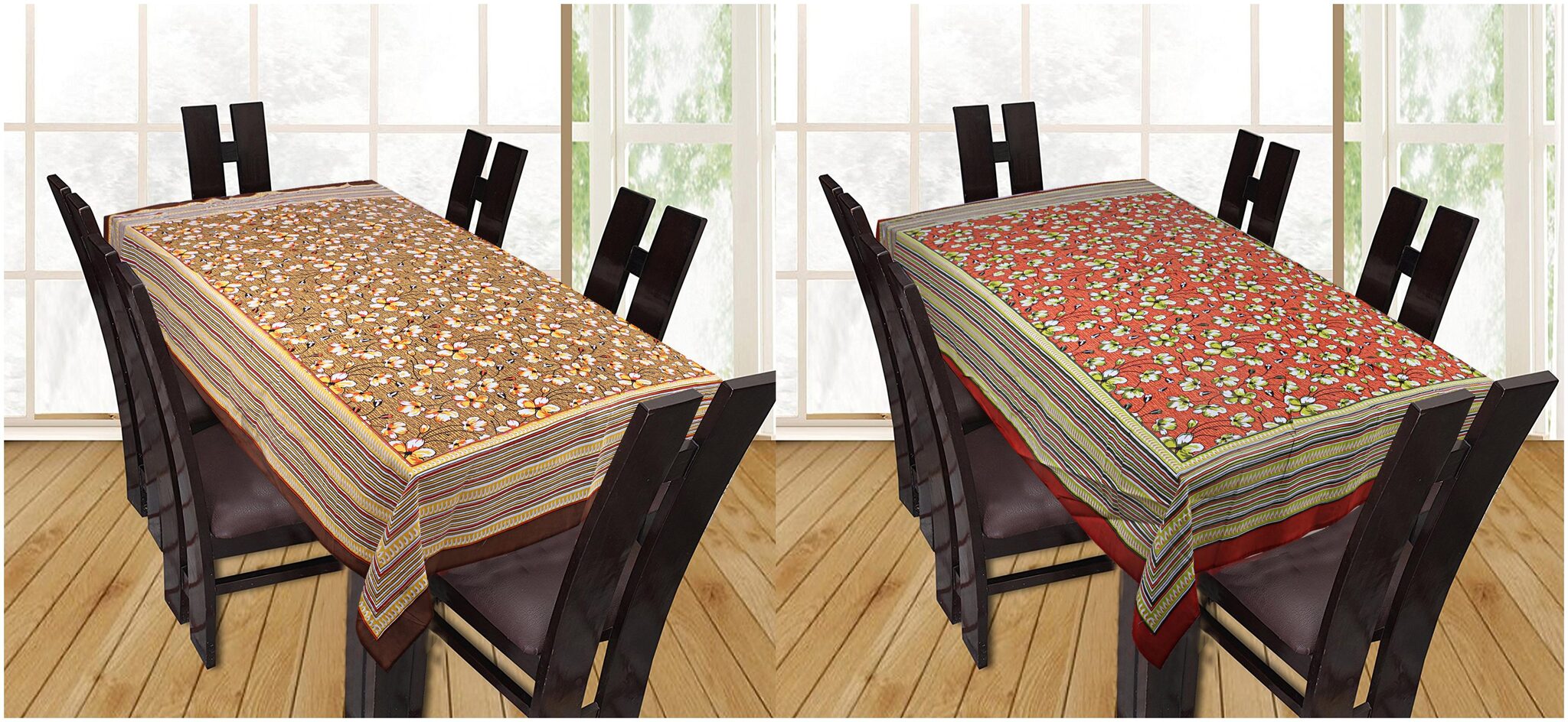 

Texstylers Floral Printed Cotton 6 Seater Table Cover (Combo)