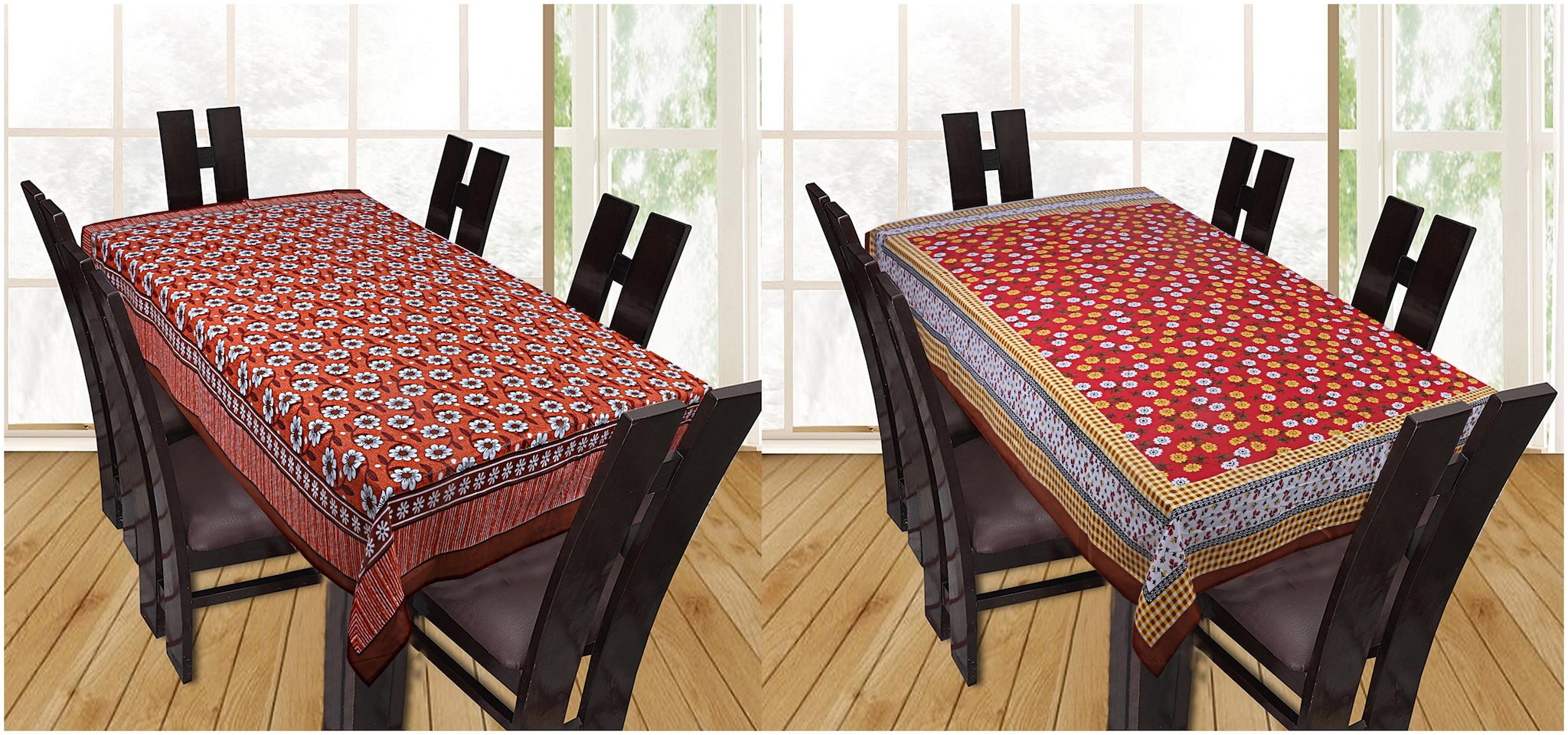 

Texstylers Floral Printed Cotton 6 Seater Table Cover (Combo)